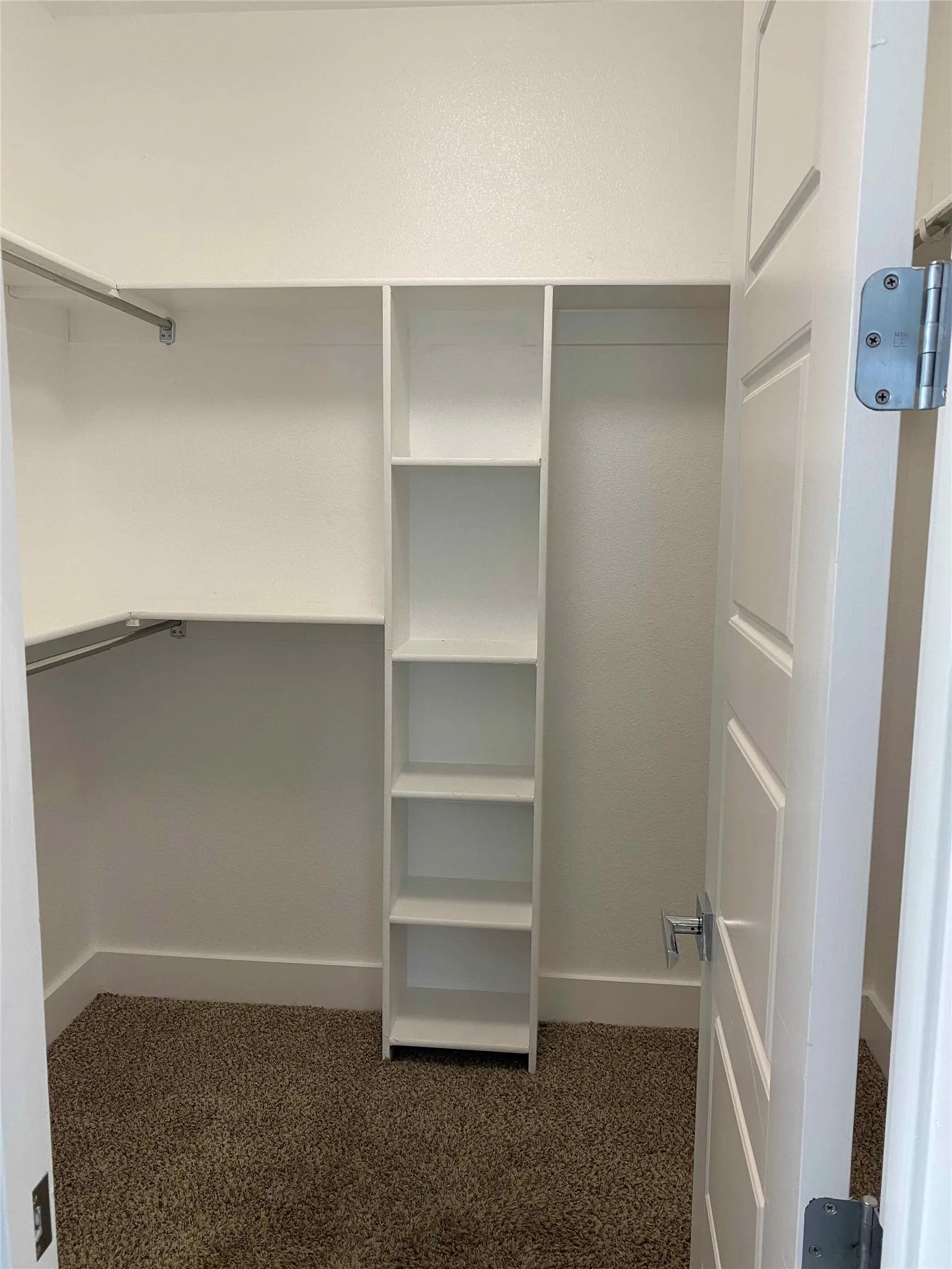 Walk in closet with dark carpet