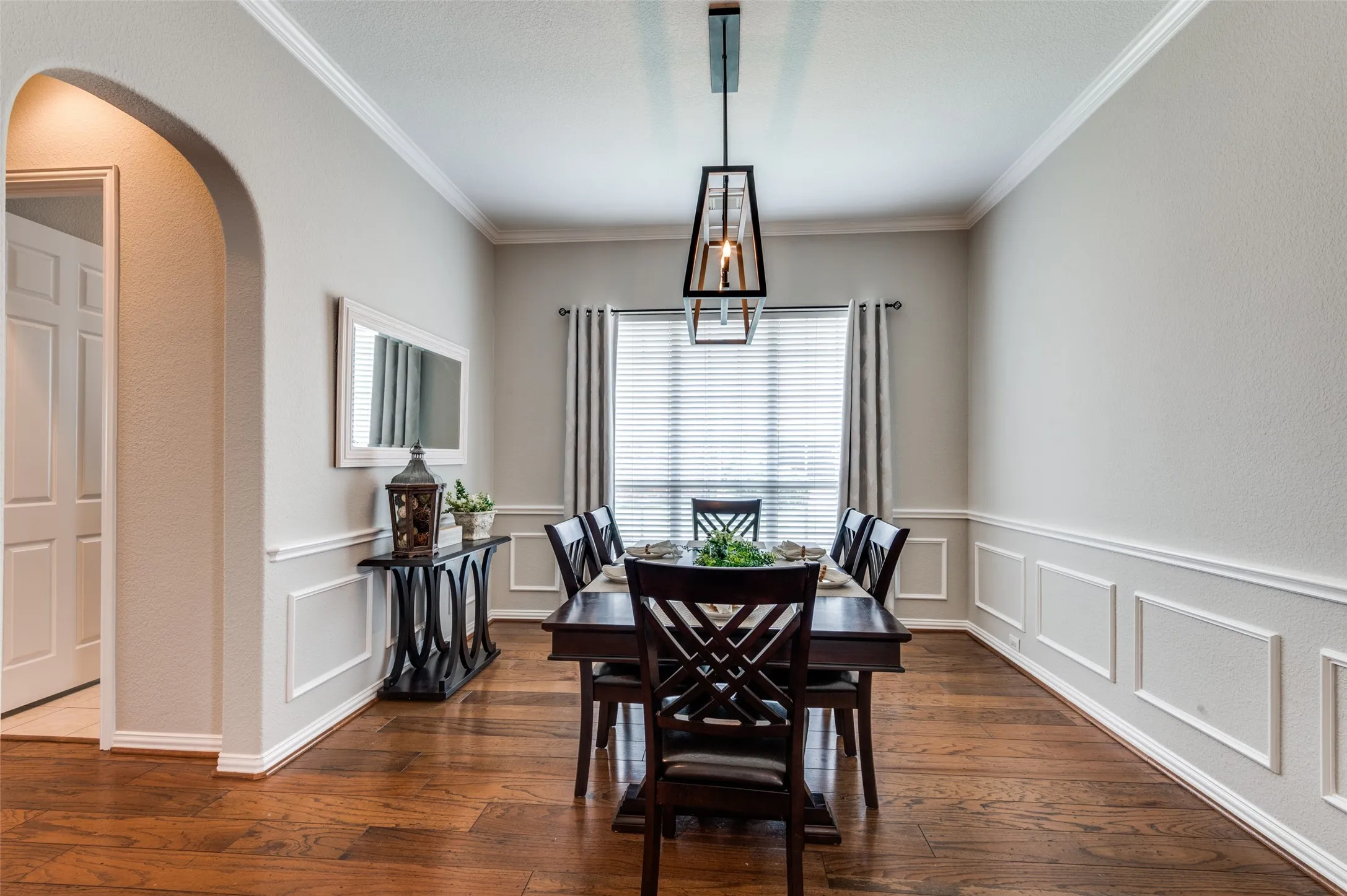 Large dining with updated lighting