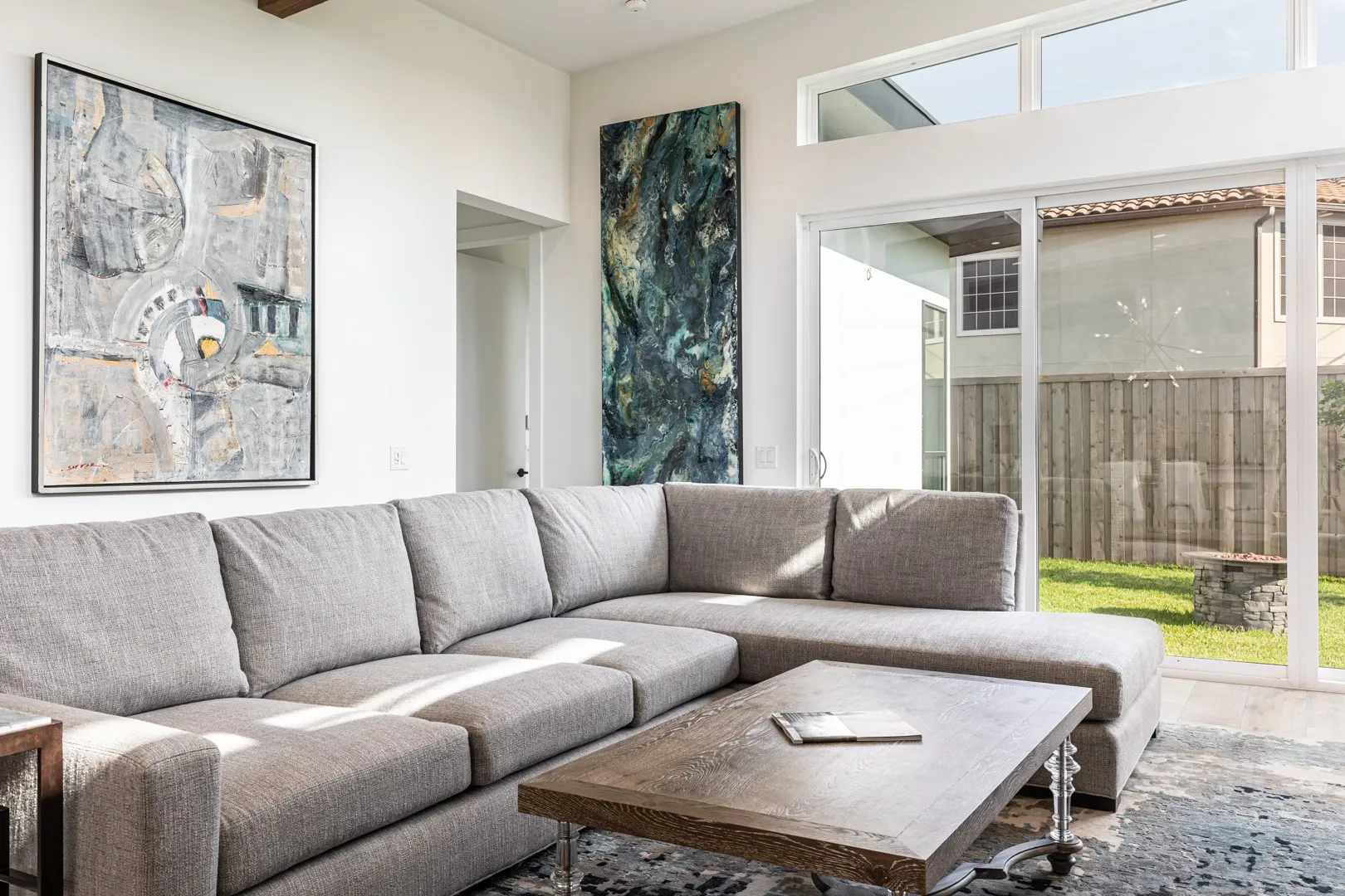 Living room with wood finished floors