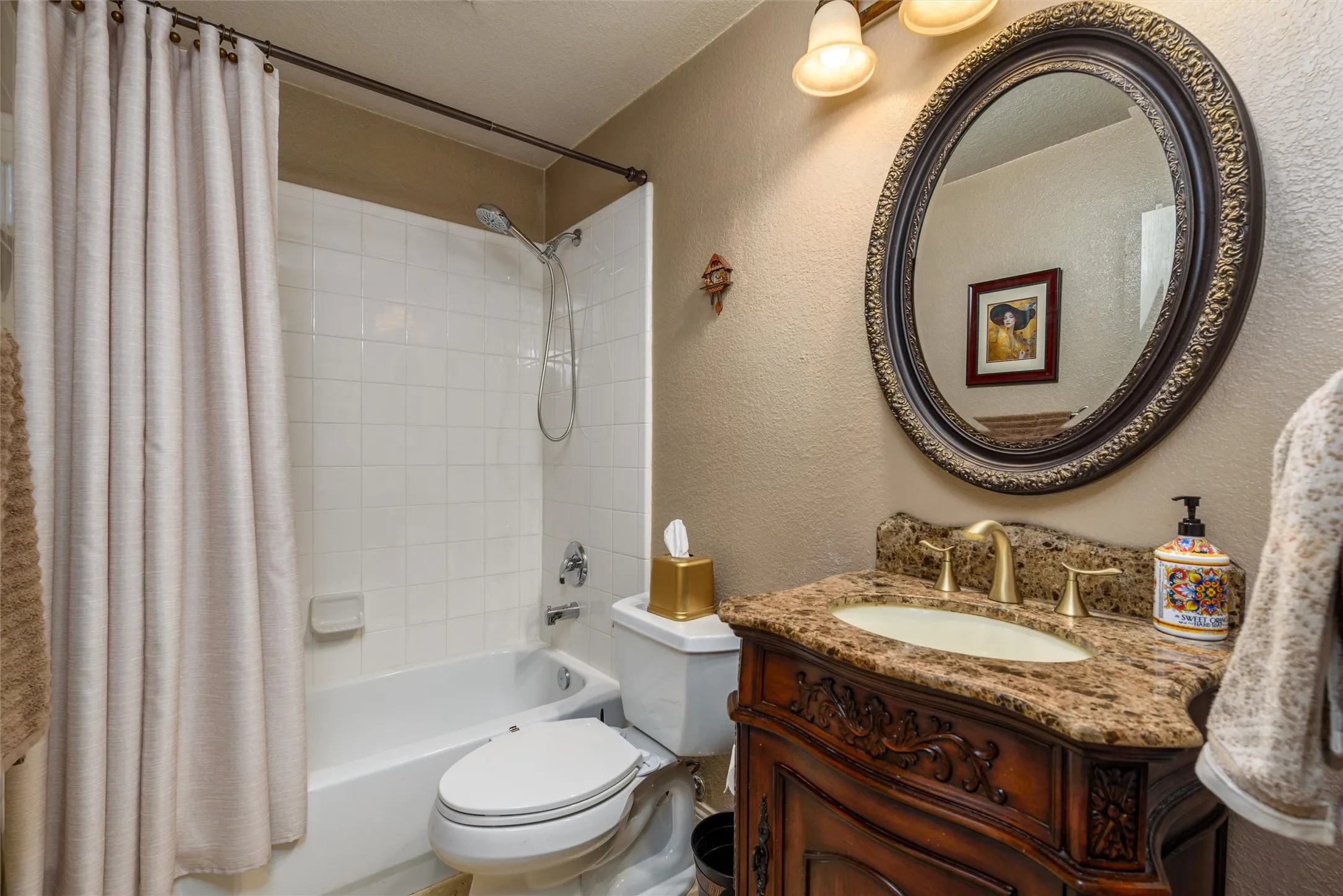 A downstairs full bathroom.