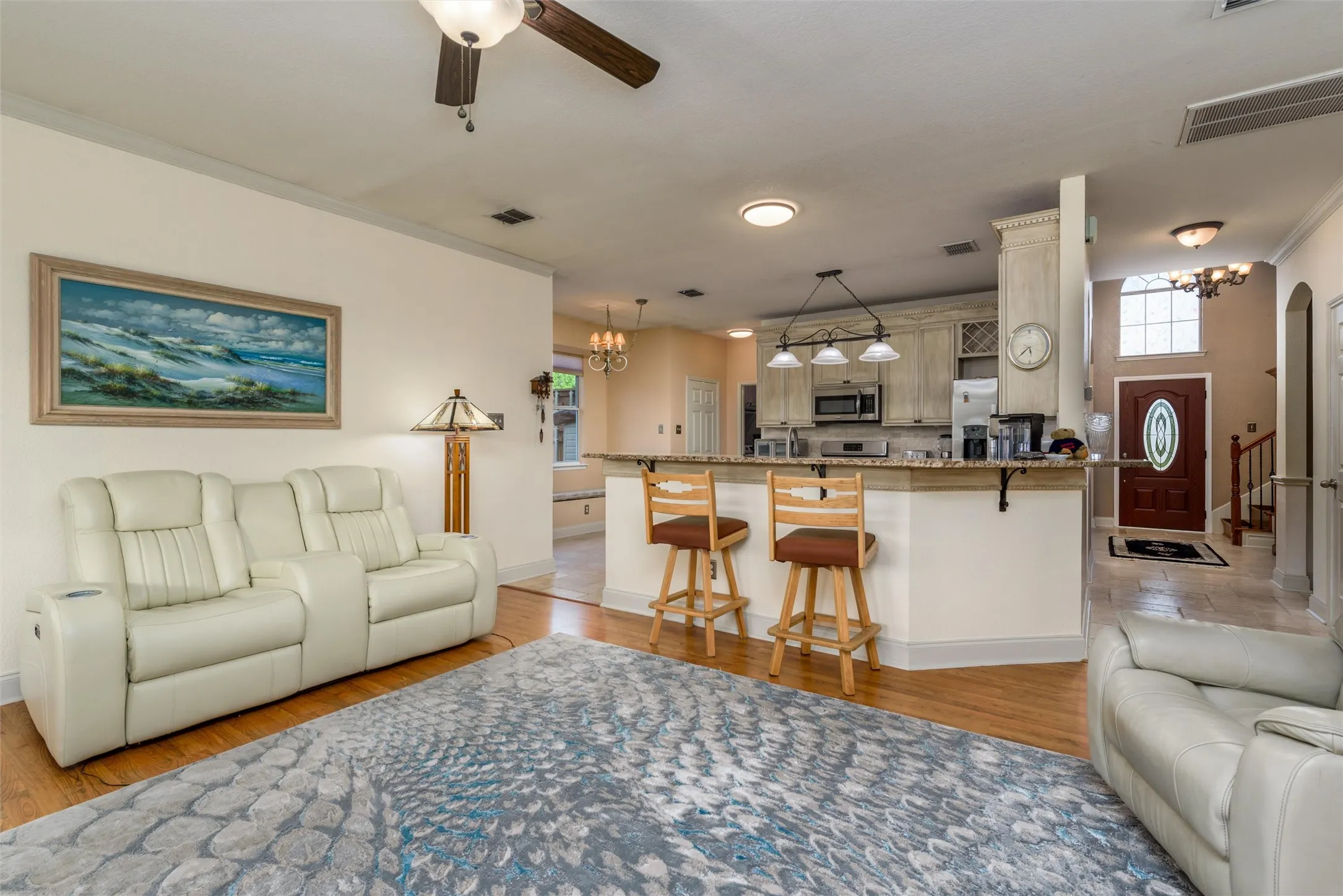 Your living and kitchen area are open for a continuous flow from the front to back of the home.