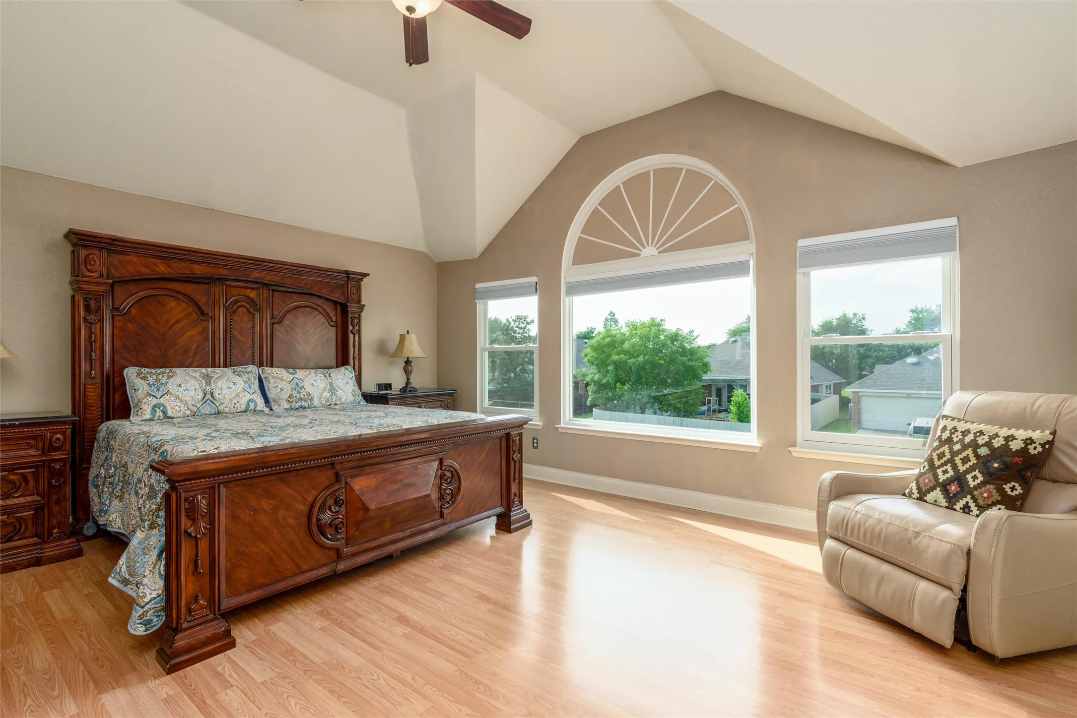 Your primary bedroom is upstairs for plenty of privacy.