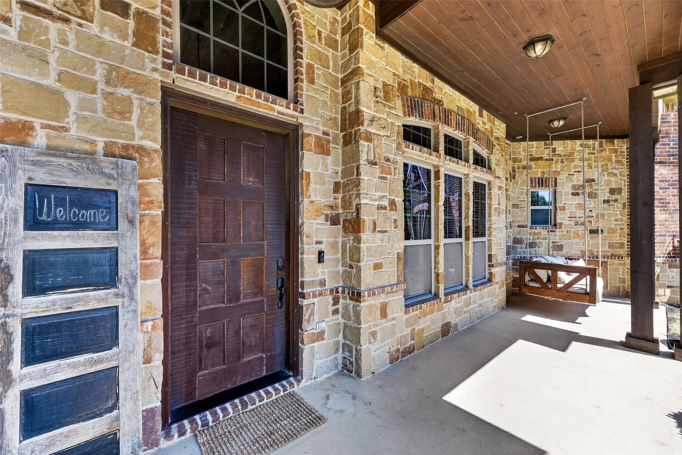 Large front porch with swing