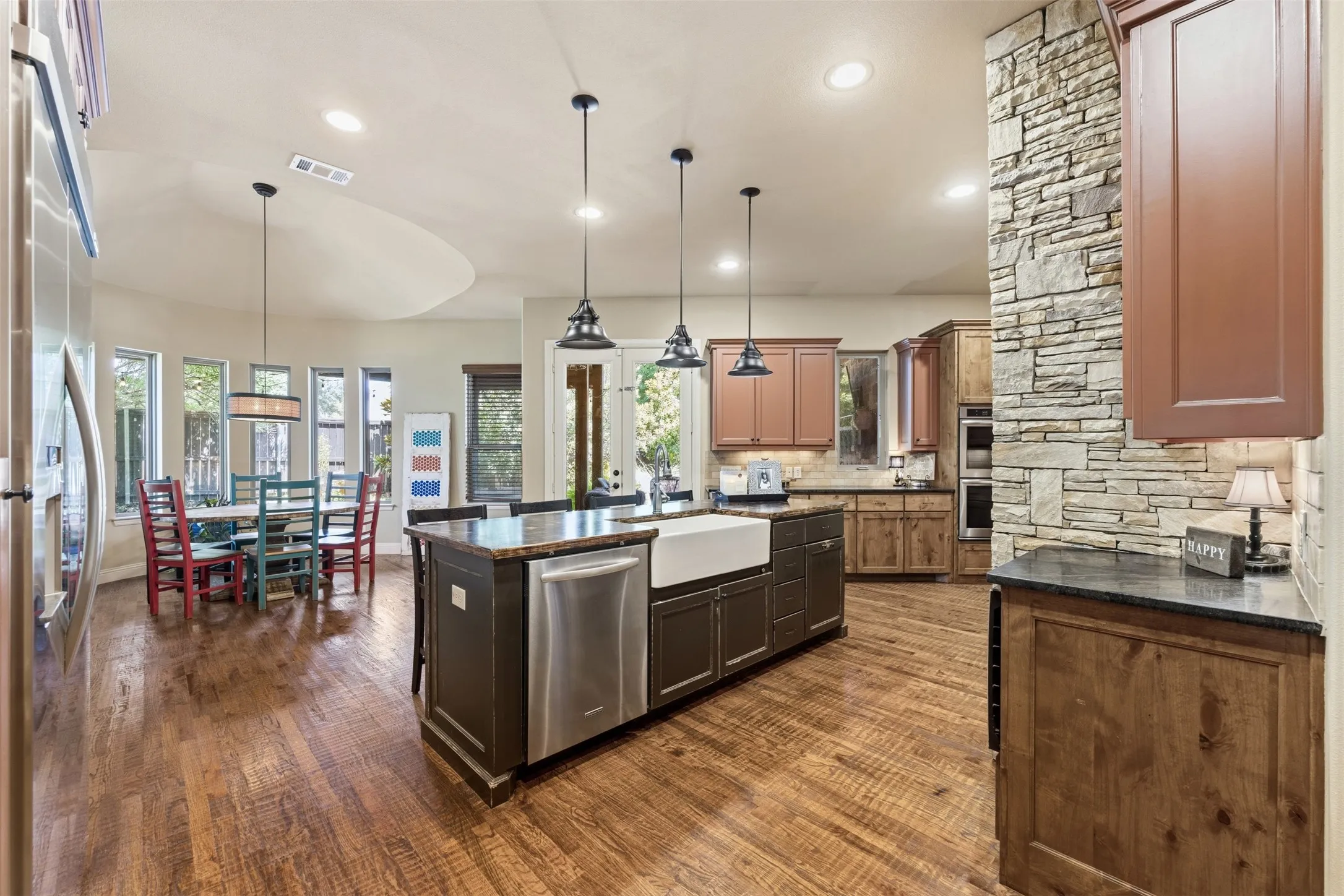Large, apron front sink