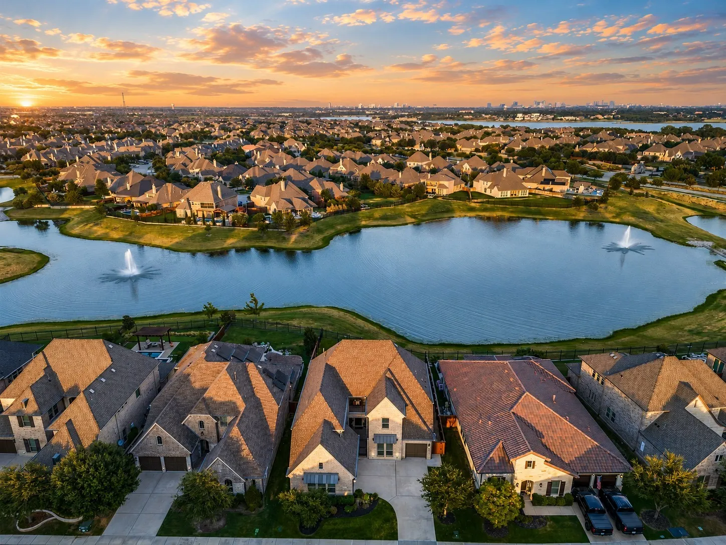 An extraordinary waterfront setting with sweeping pond and fountain views that create a peaceful backdrop from sunrise to sunset. With the open green space and water directly behind the home, these beautiful water views will remain consistent, offering a lasting sense of privacy and serenity. A truly special setting that elevates everyday living.