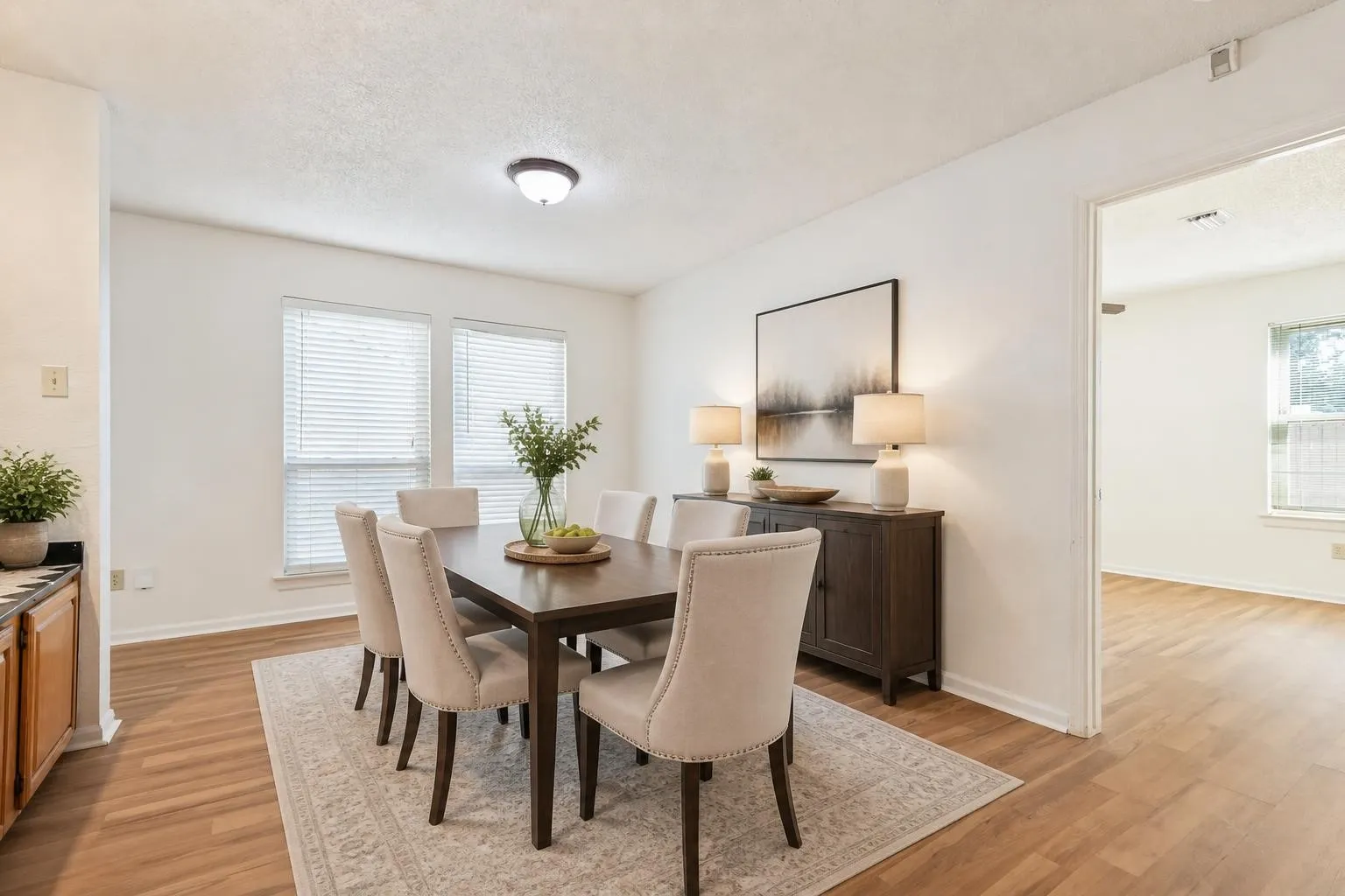 Virtually staged dining area