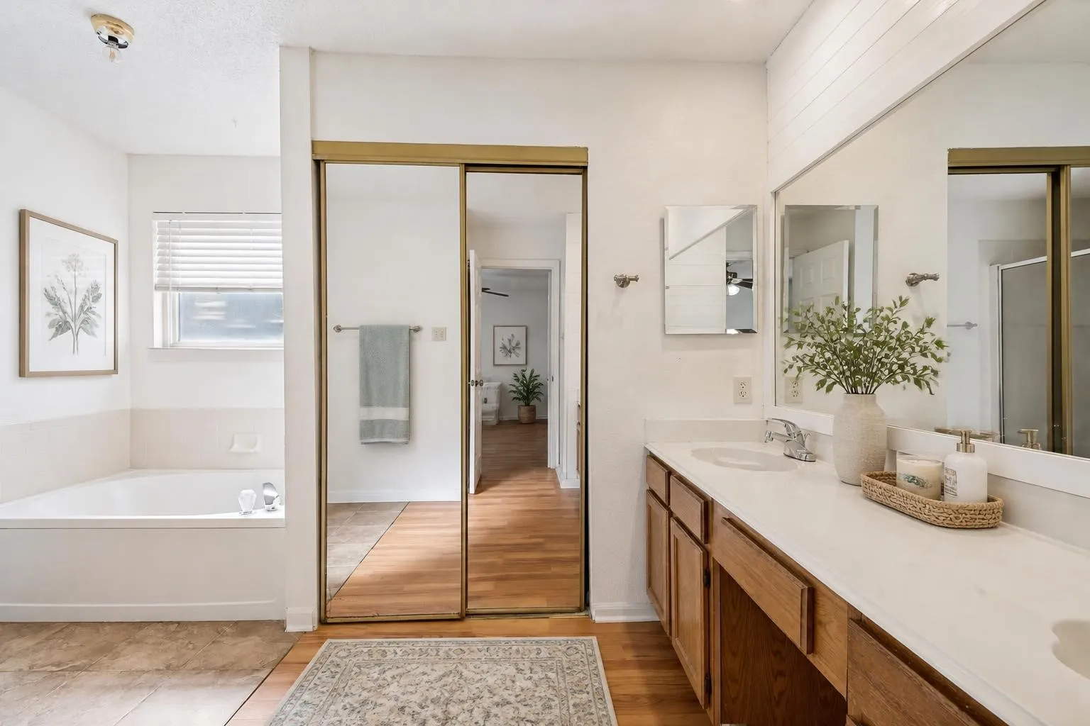 Virtually staged primary bathroom
