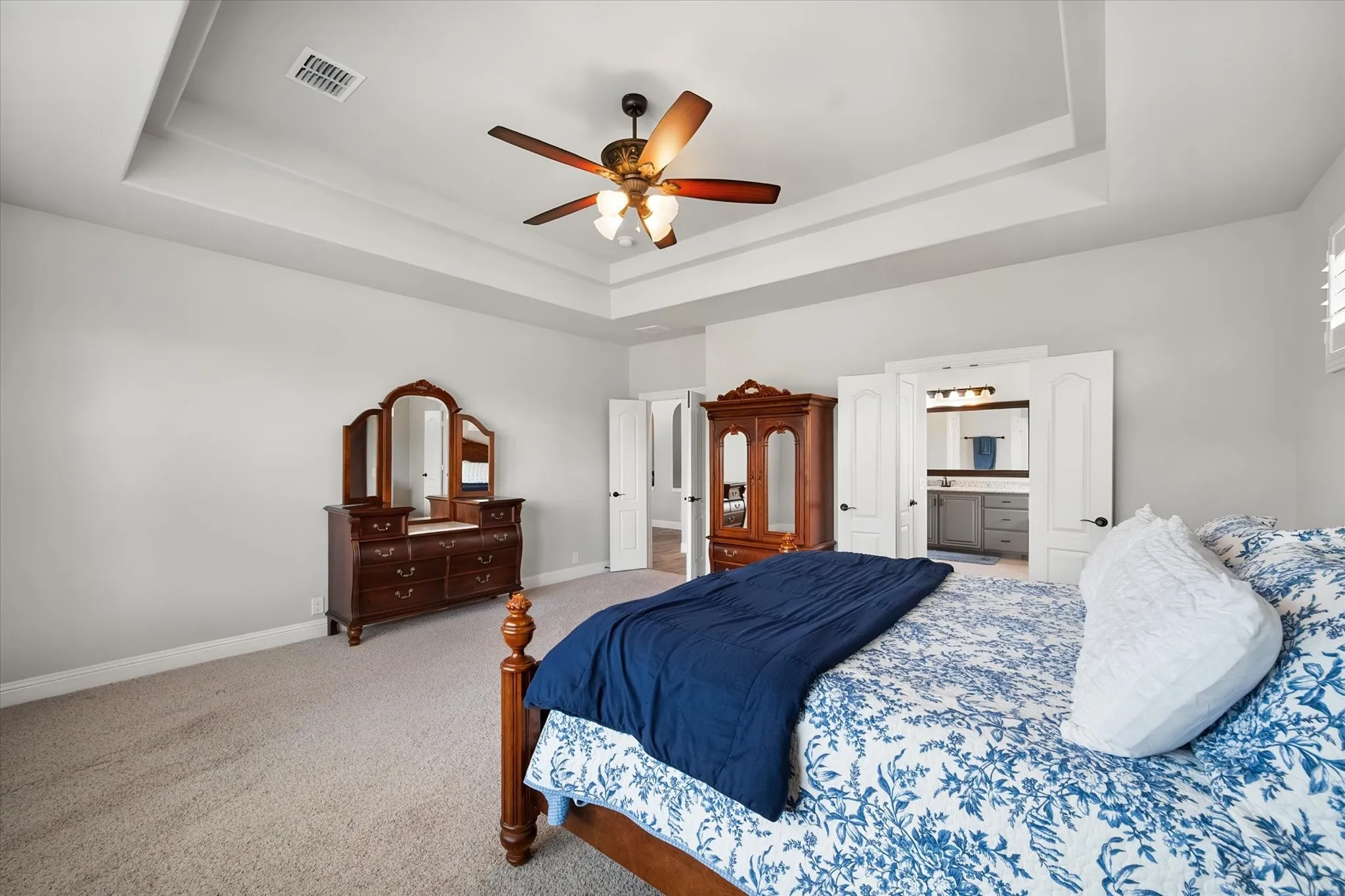 Tray ceilings in primary bedroom