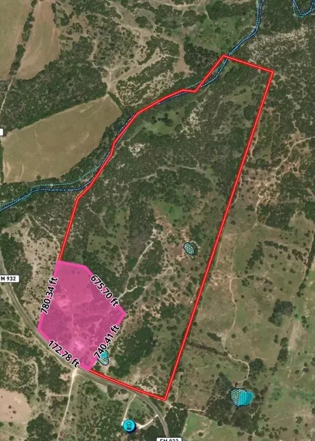 Aerial Map. Depicting the boundaries and dimensions of the property