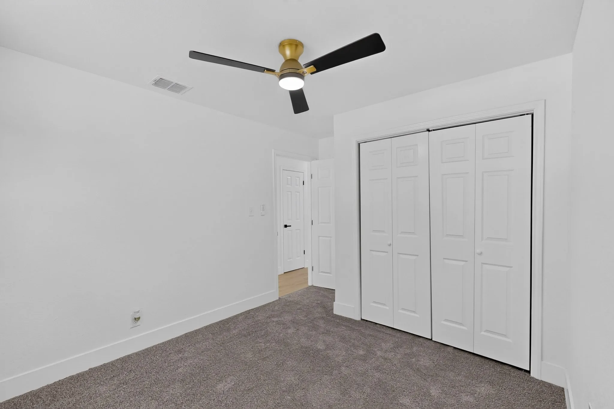 Light gray carpeting and white walls