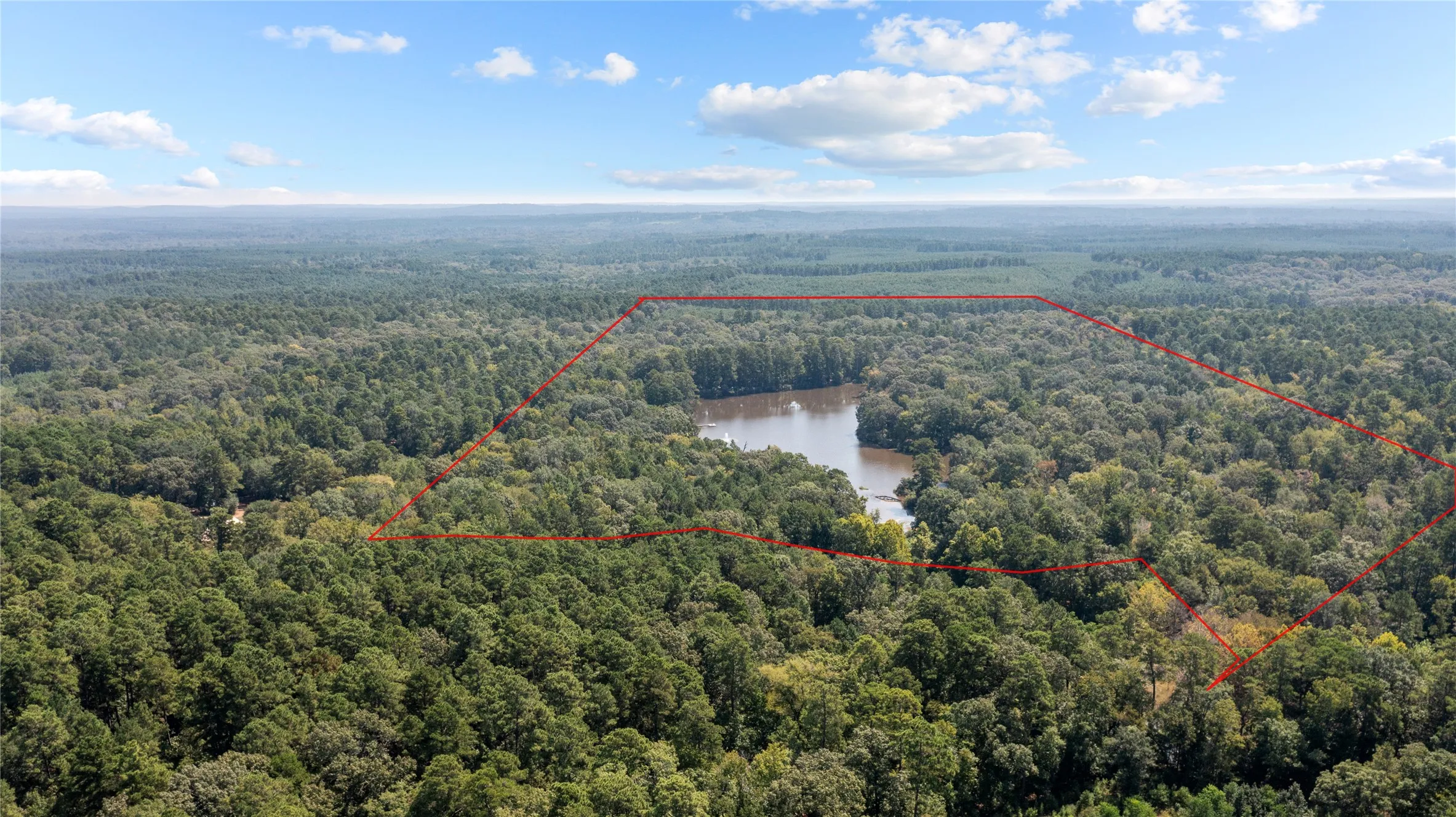 Aerial view of property's location with property parcel outlined