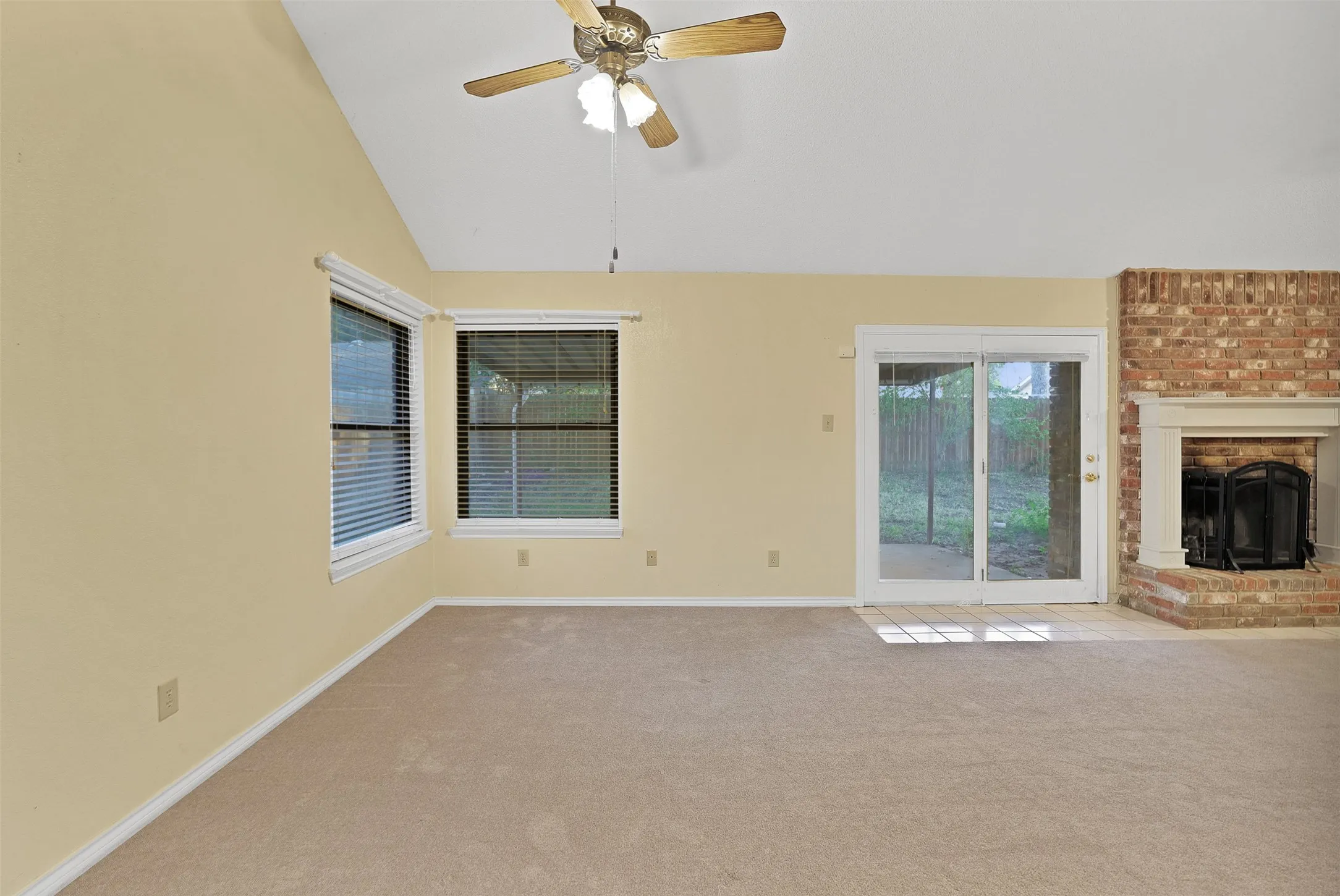 Large living room with ceiling fans