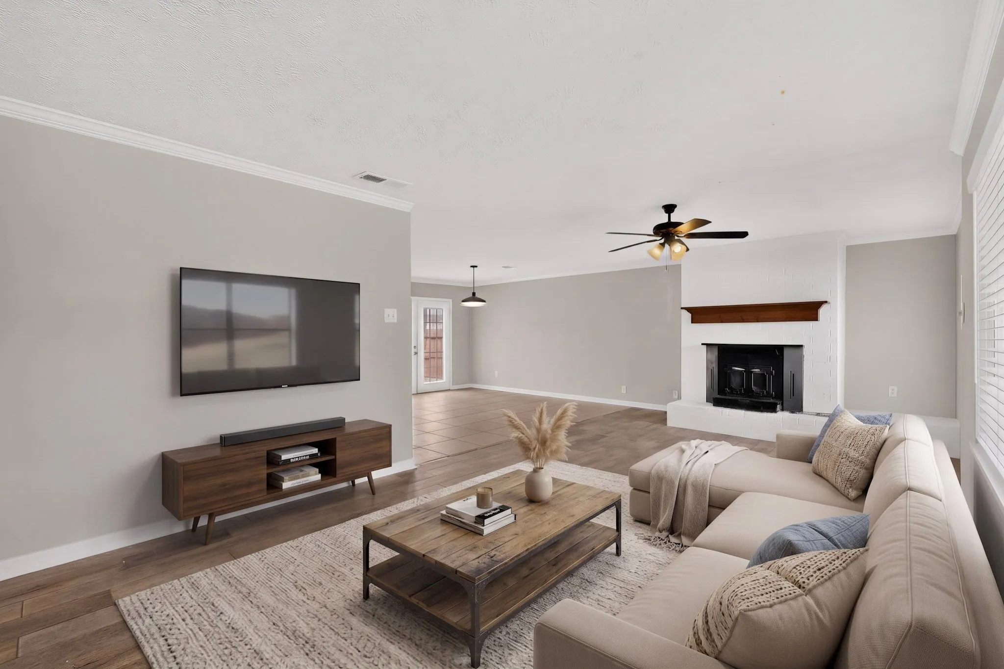 Virtually staged living room