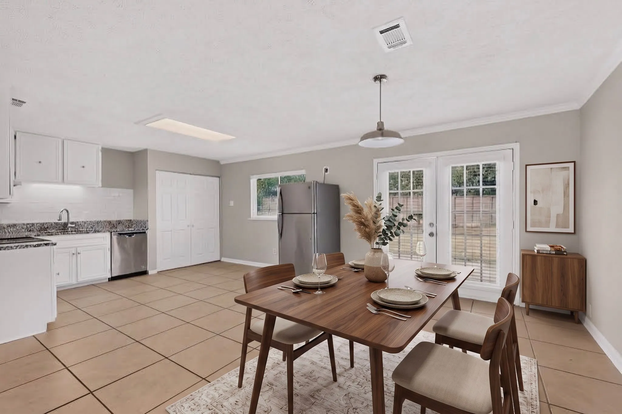 Virtually staged dining area