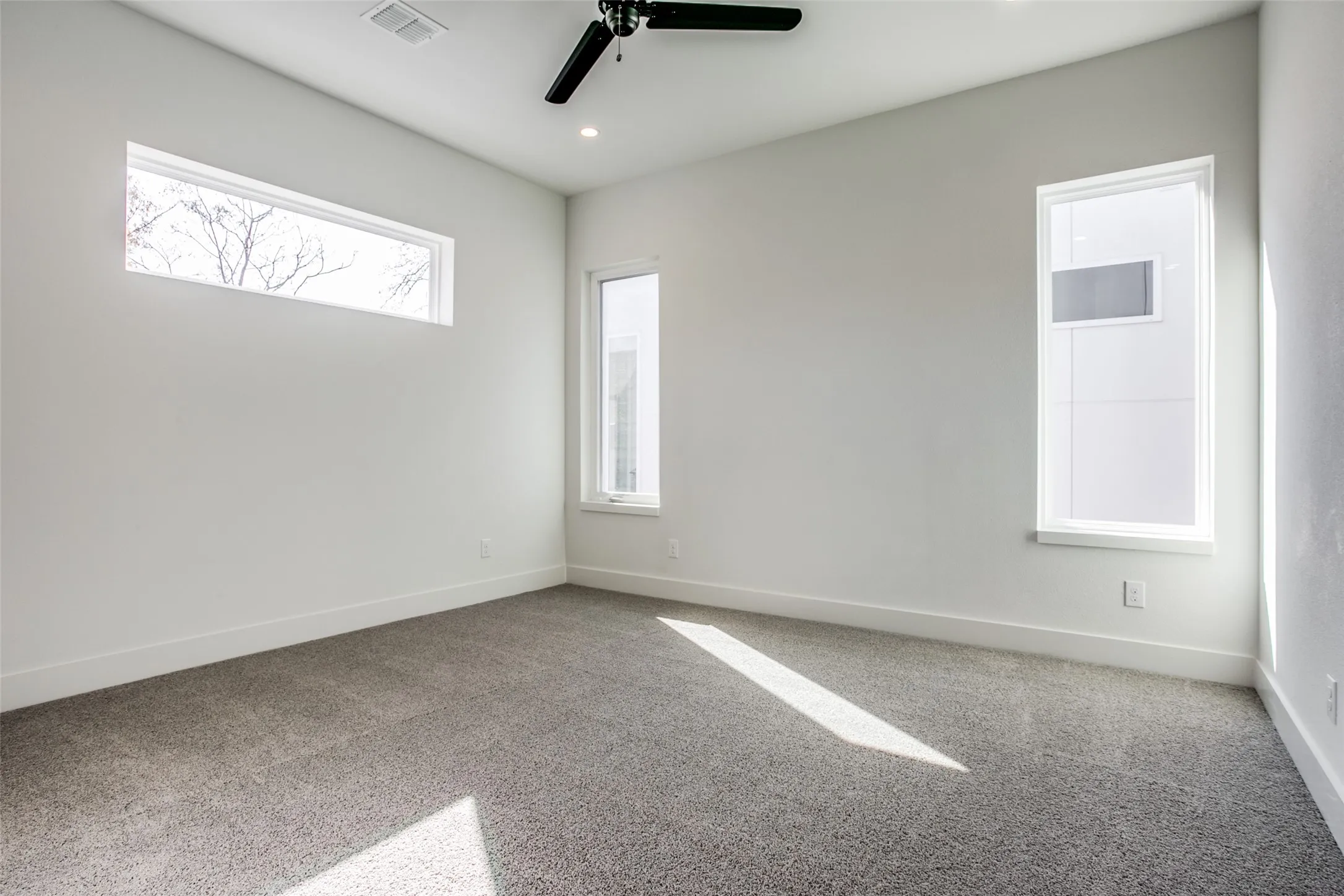 Great natural light and carpet is recent.