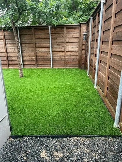 Low maintenance artificial turf.