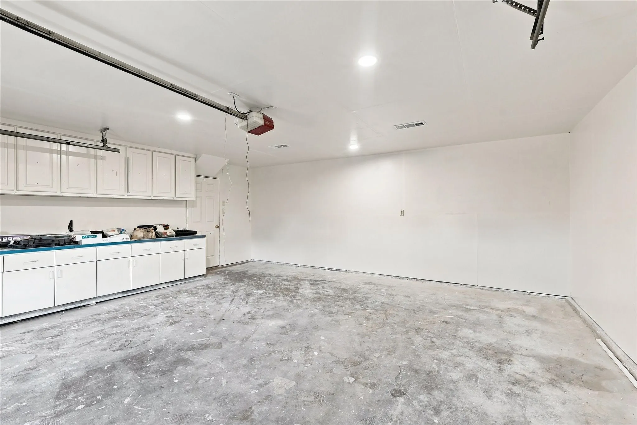 Finished out garage with extra storage.