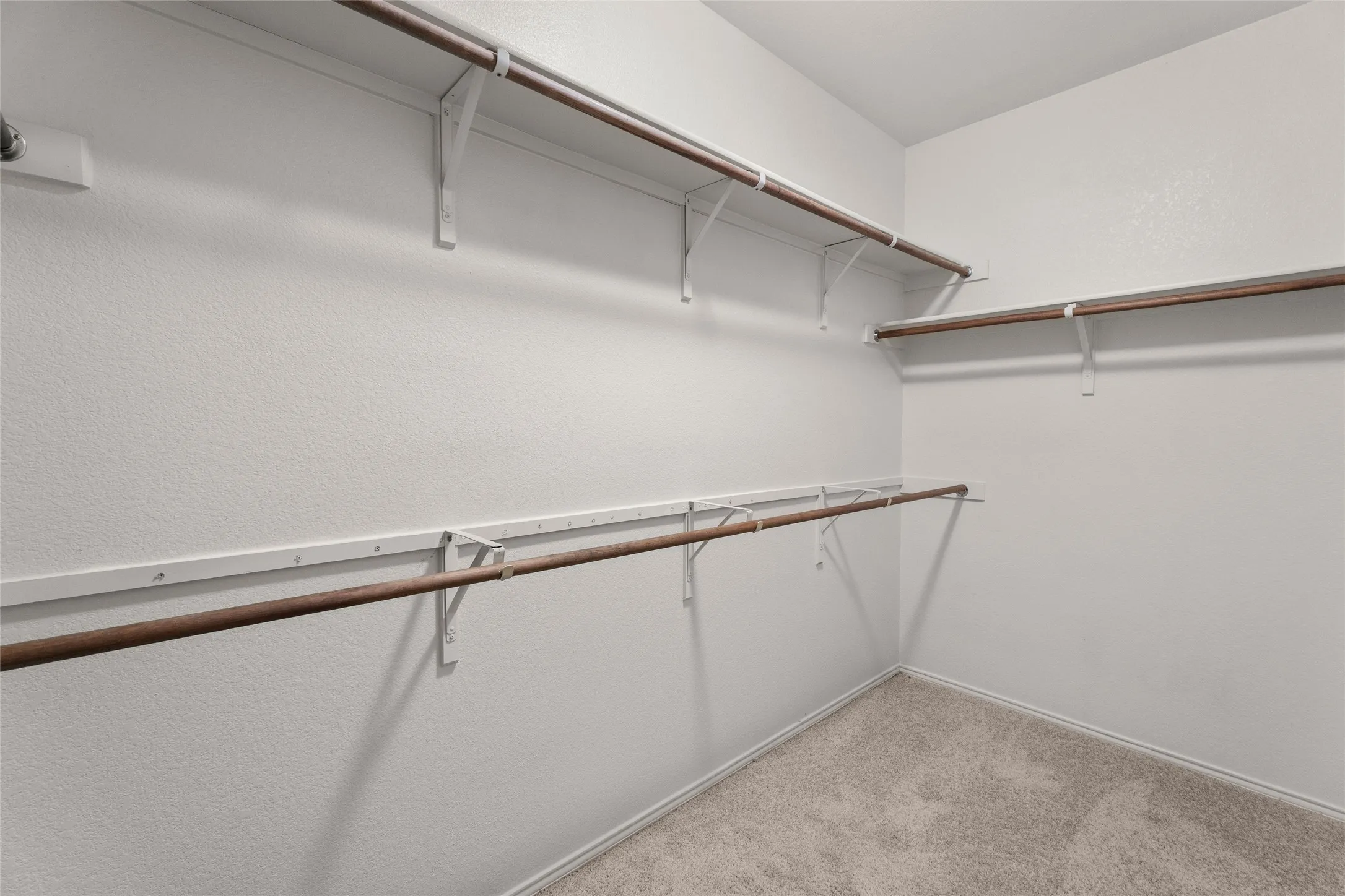 Walk in closet featuring light carpet