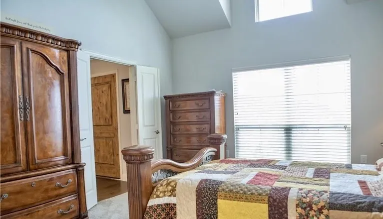 Primary bedroom showing king size bed and 2 dressers