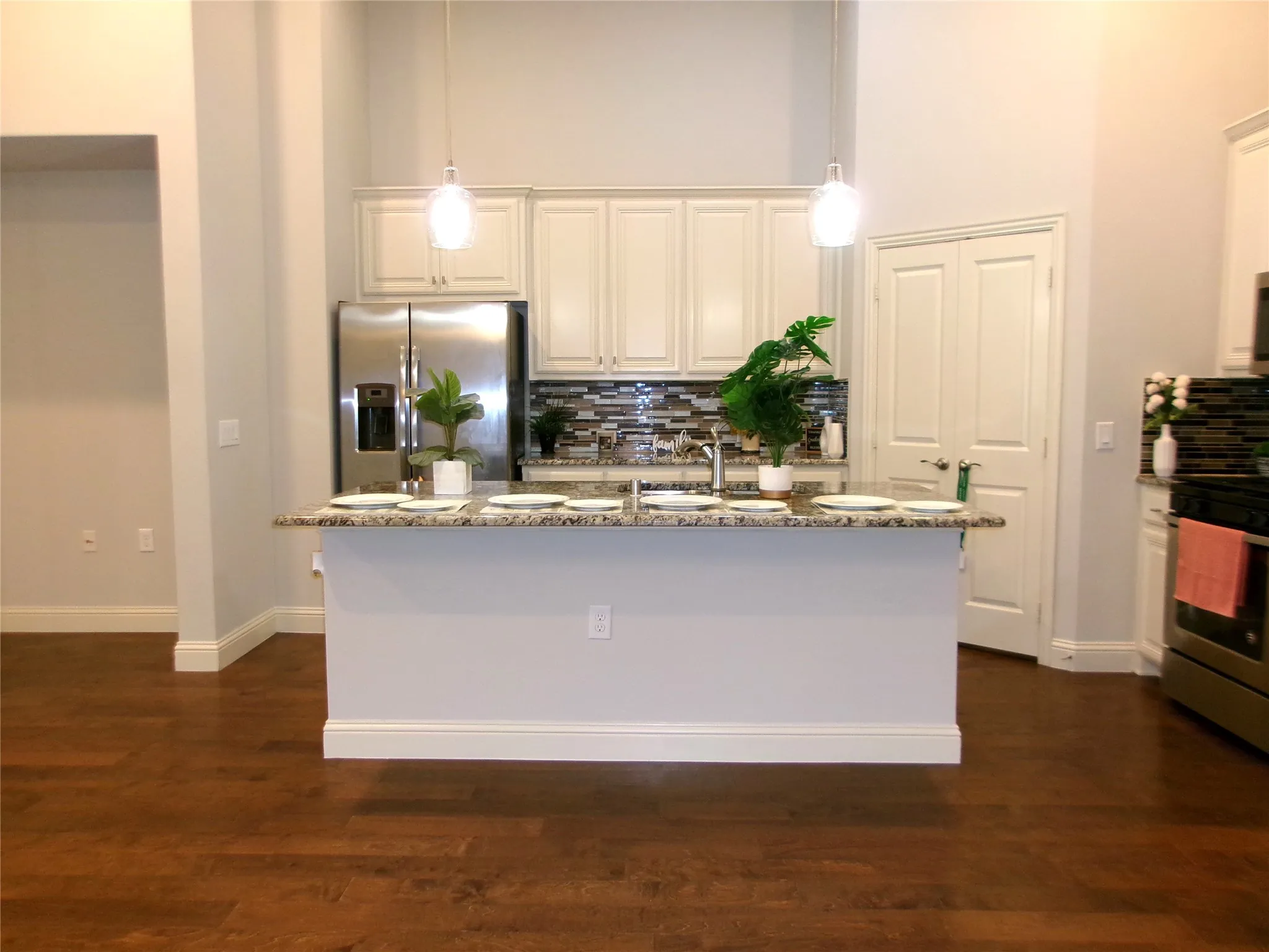 View of kitchen island