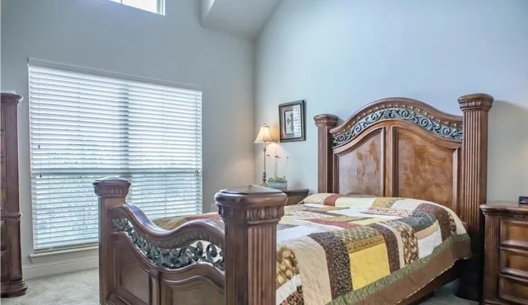 Primary bedroom showing king size bed