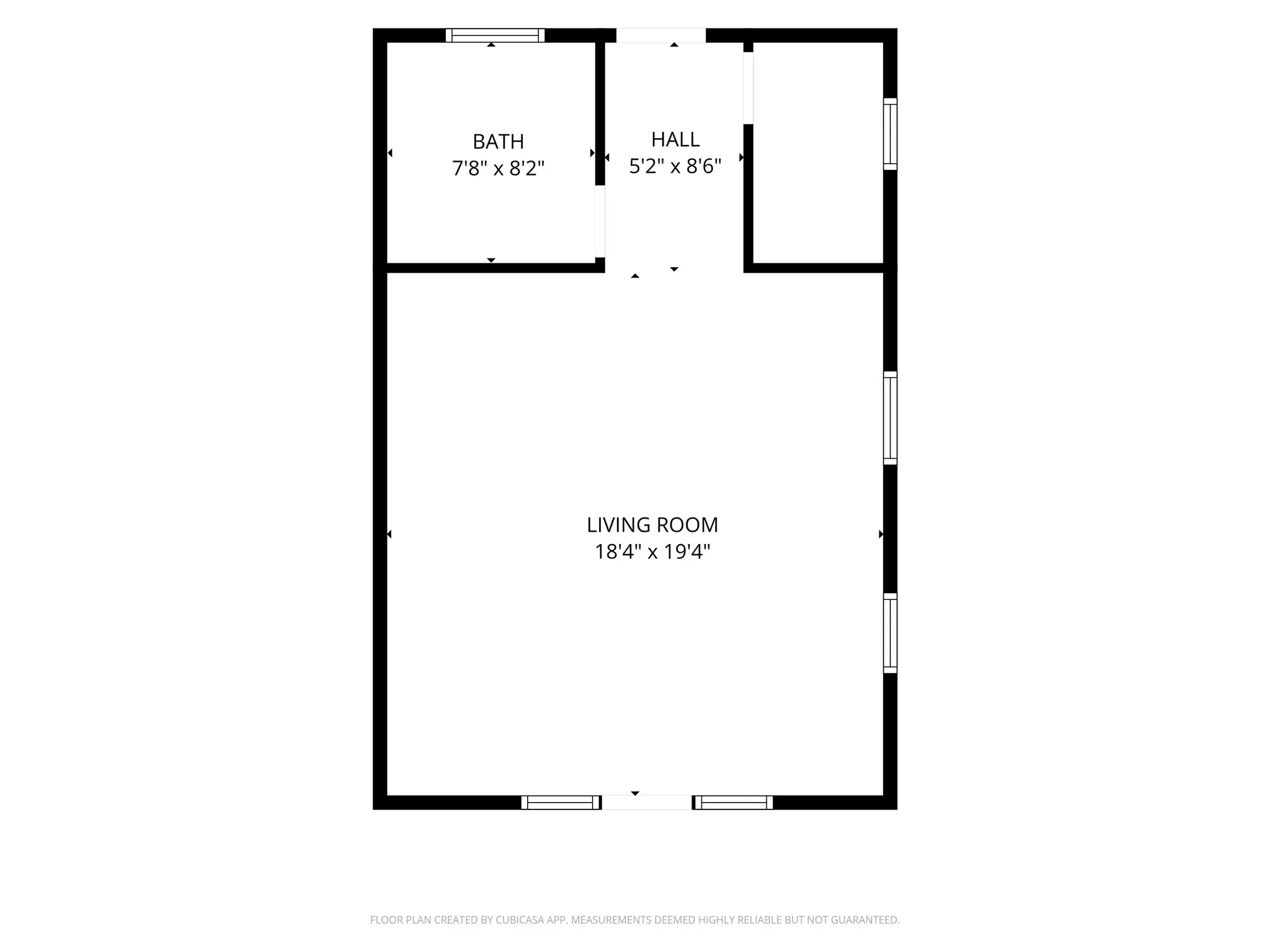 Approximate floor plan of each suite