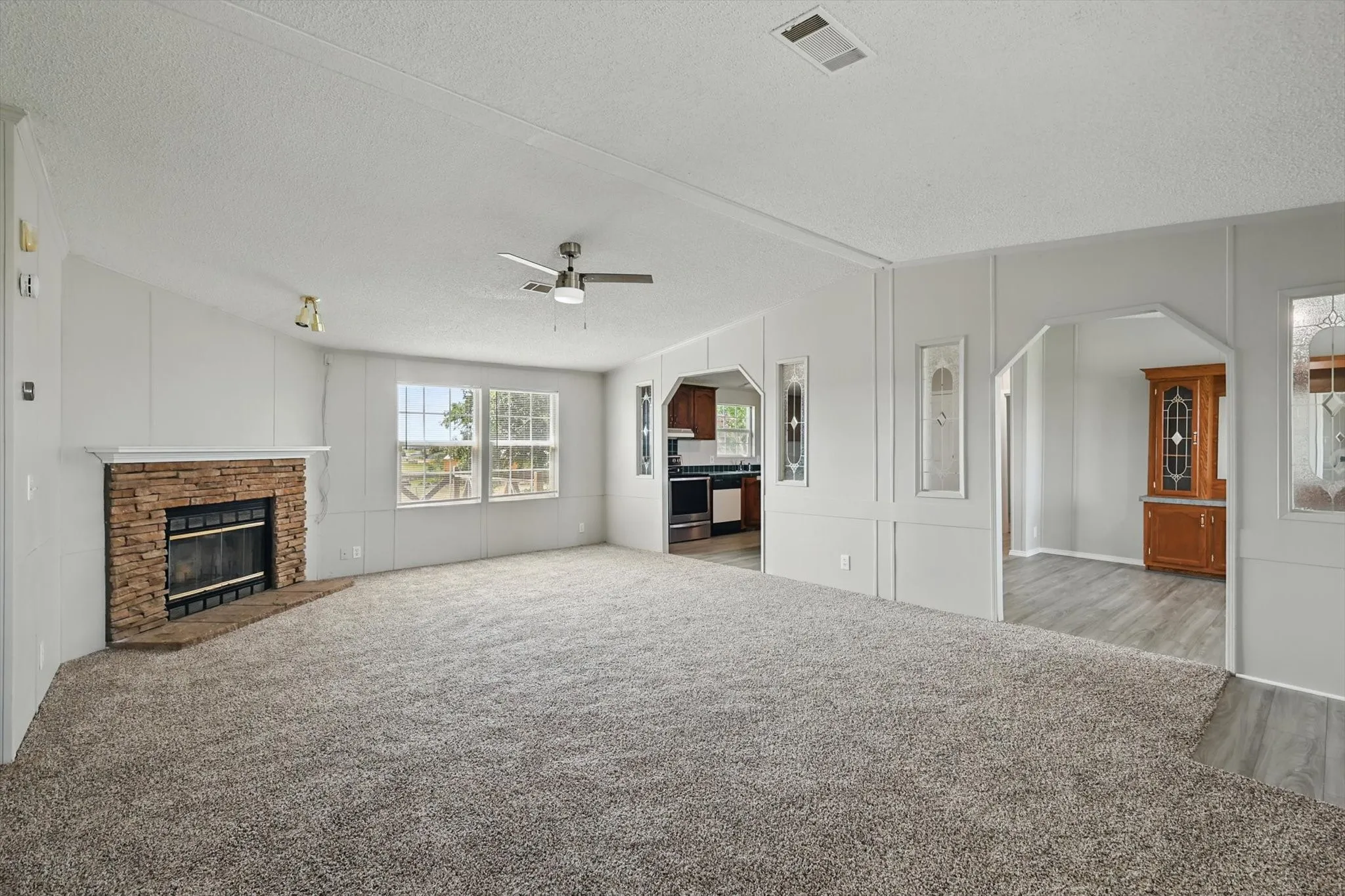 Enjoy gatherings around the cozy fireplace