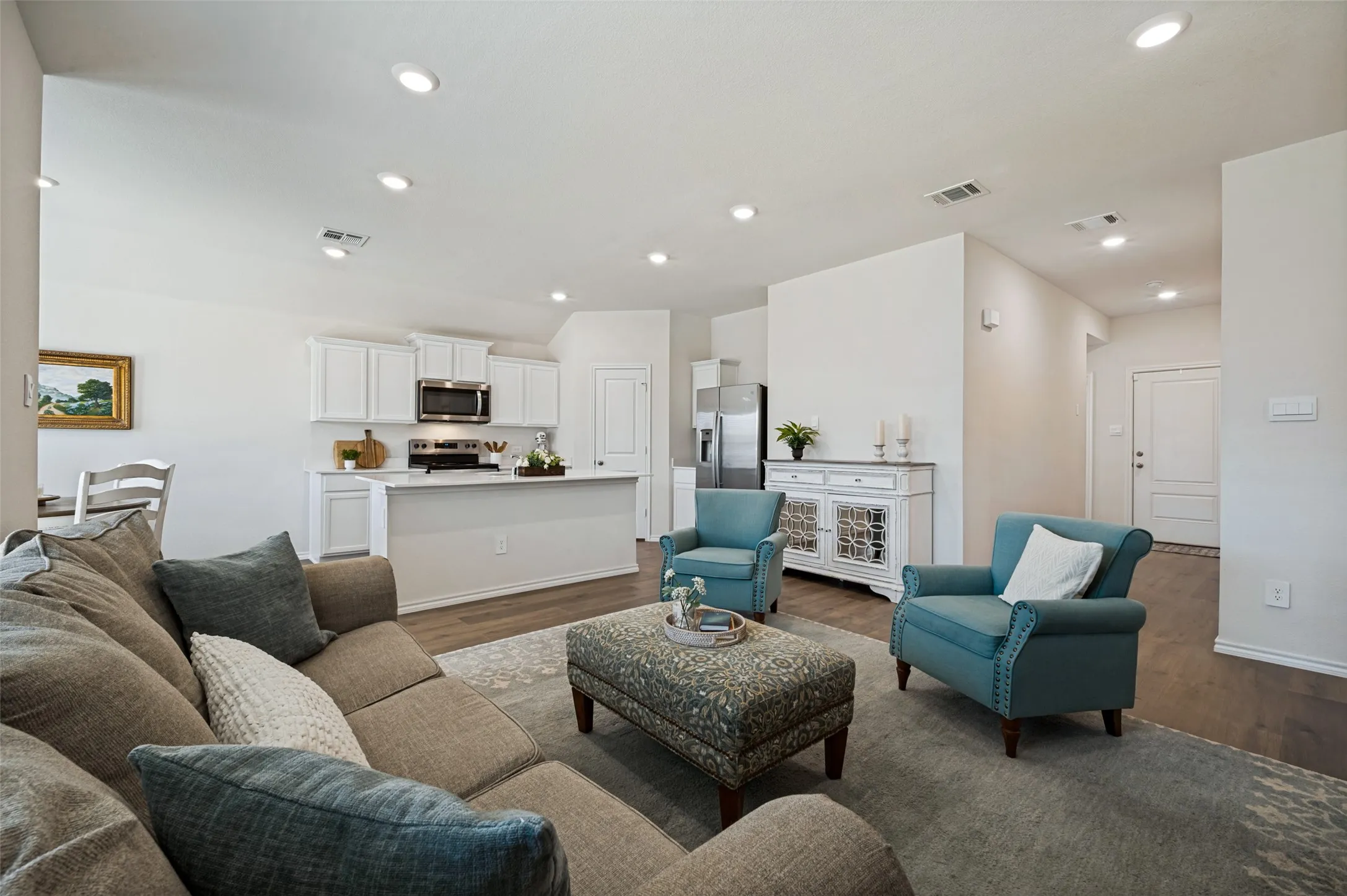 Living room is open to kitchen and dining!