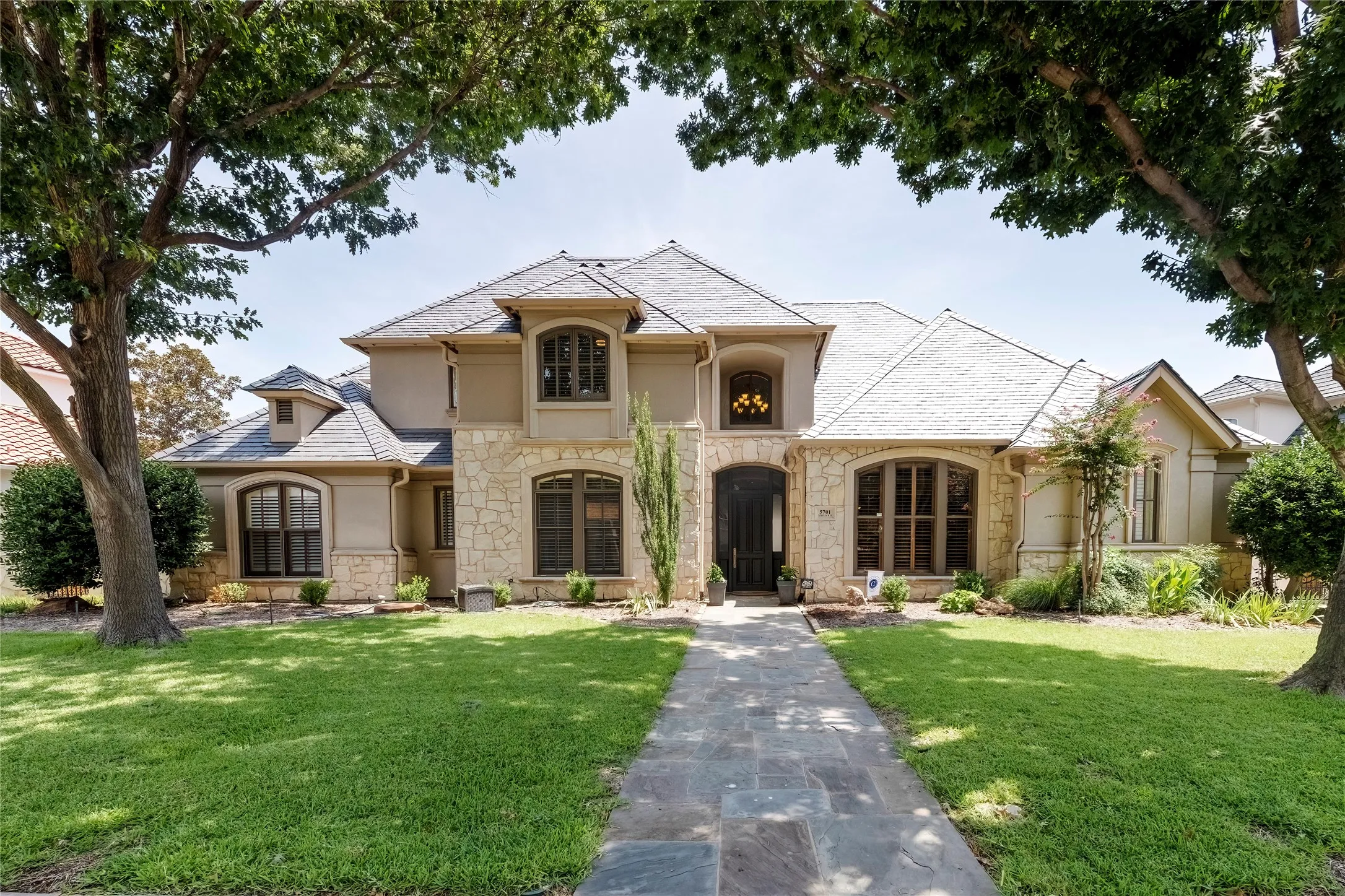 Front View with stone facade and 100 year old slate roof