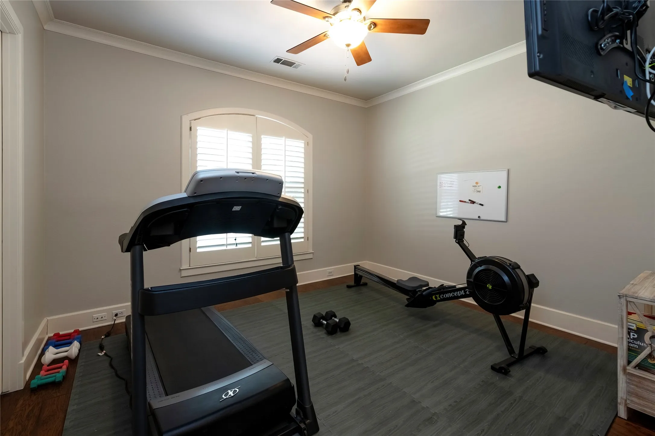 first floor bedroom used as an exercise room