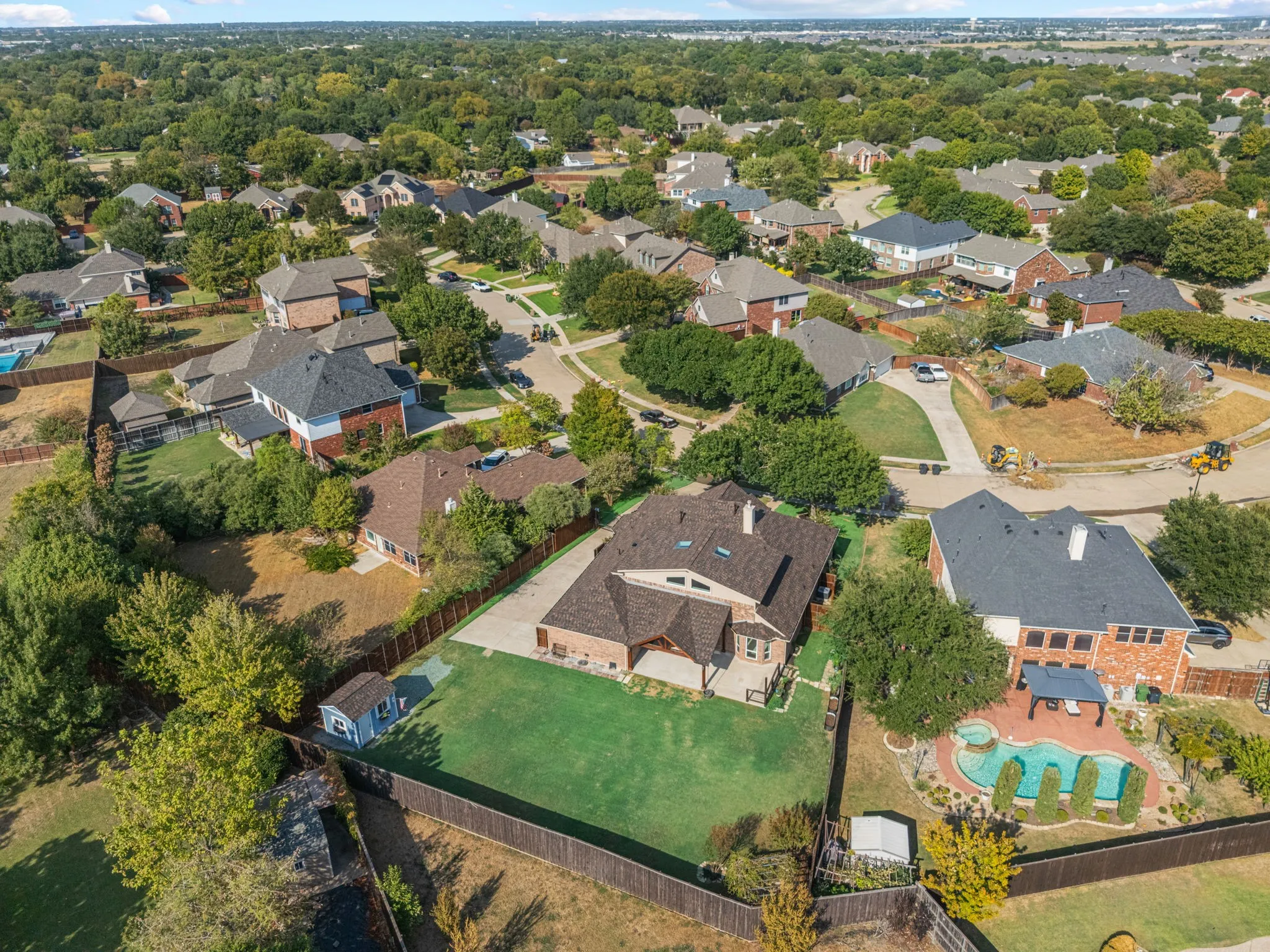 Aerial view of Huge Backyard