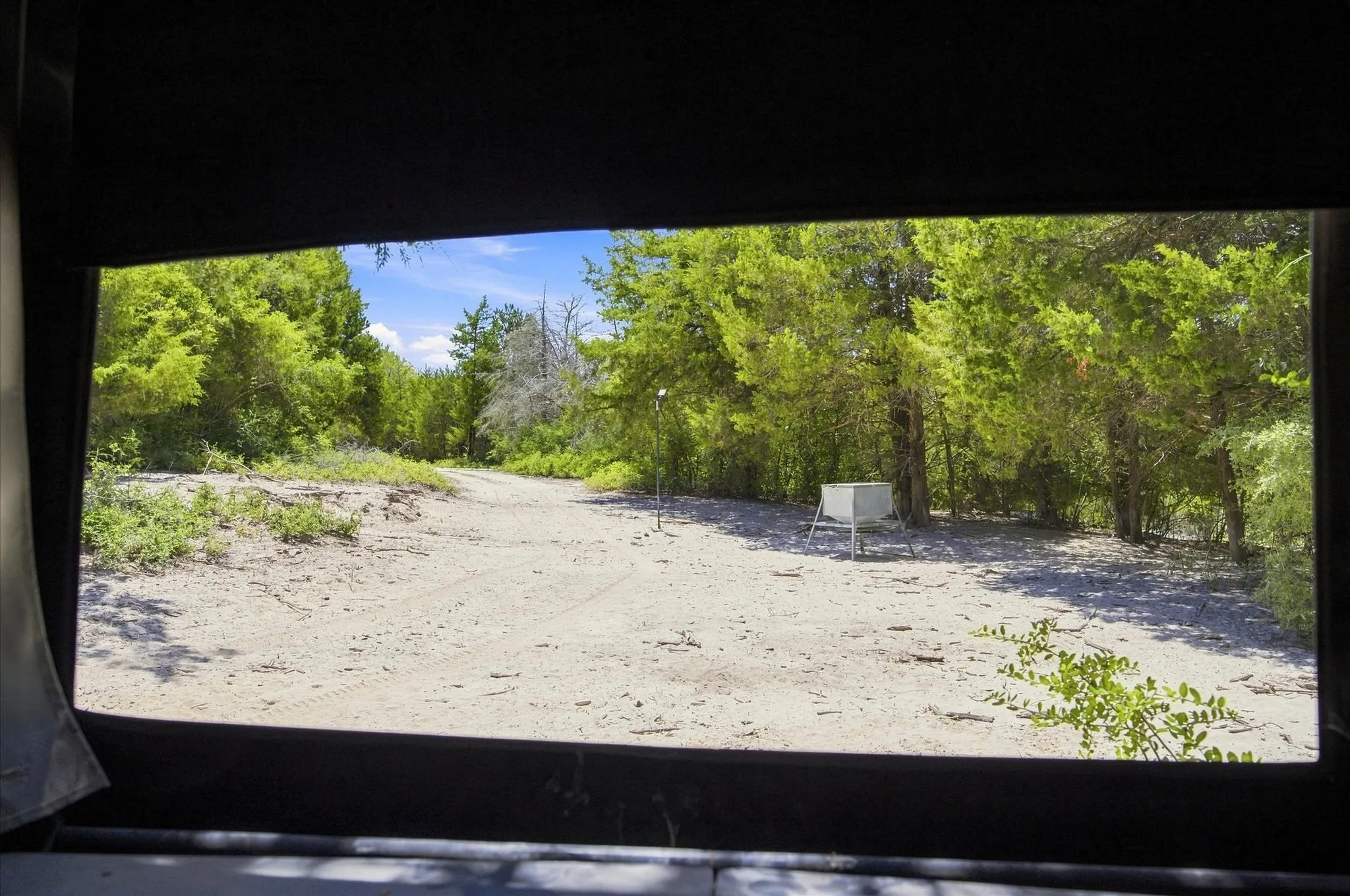 Looking from within blind to feeder set up for short shots with Bow/Pistol