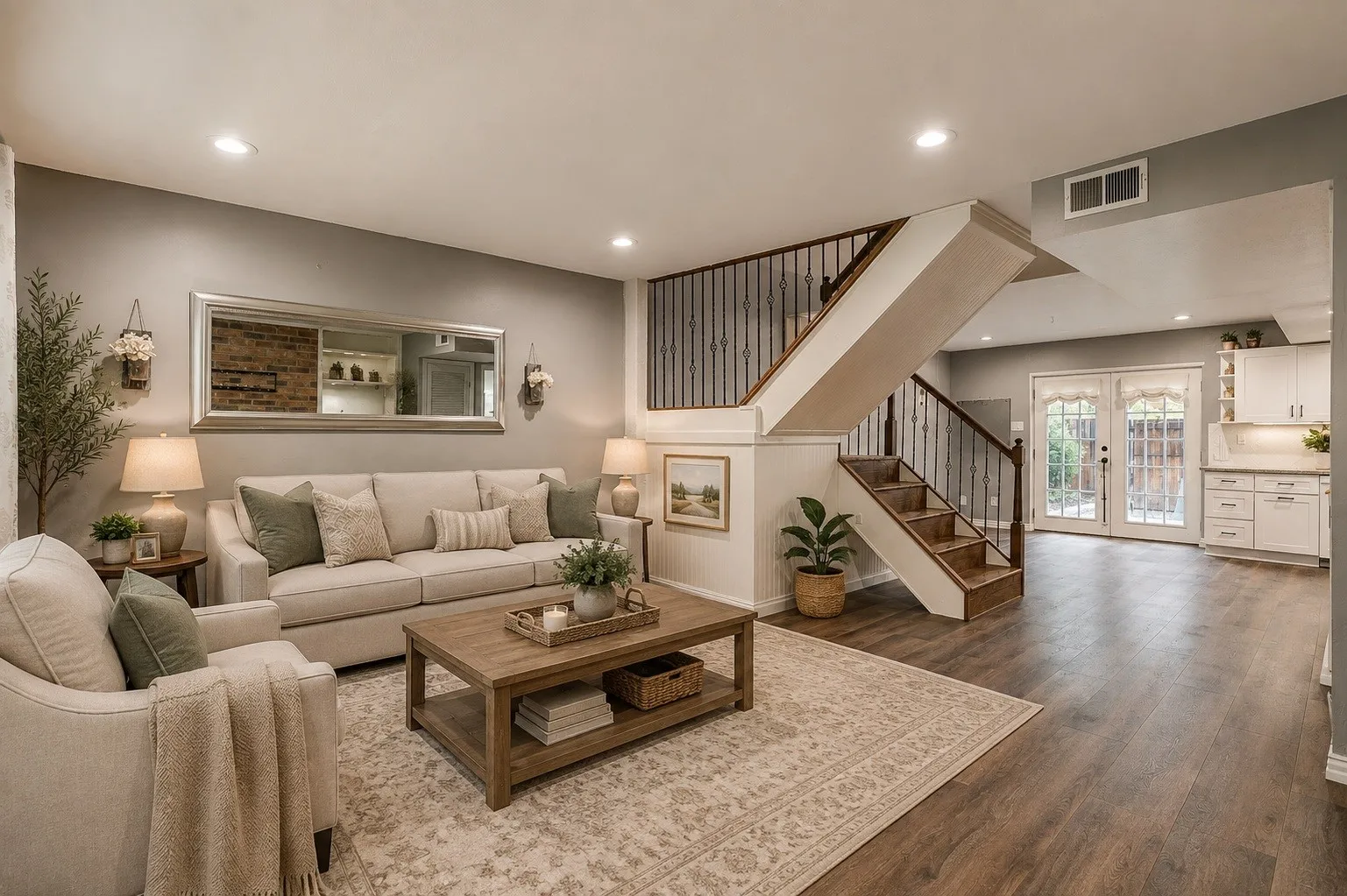 living space virtually staged using AI
