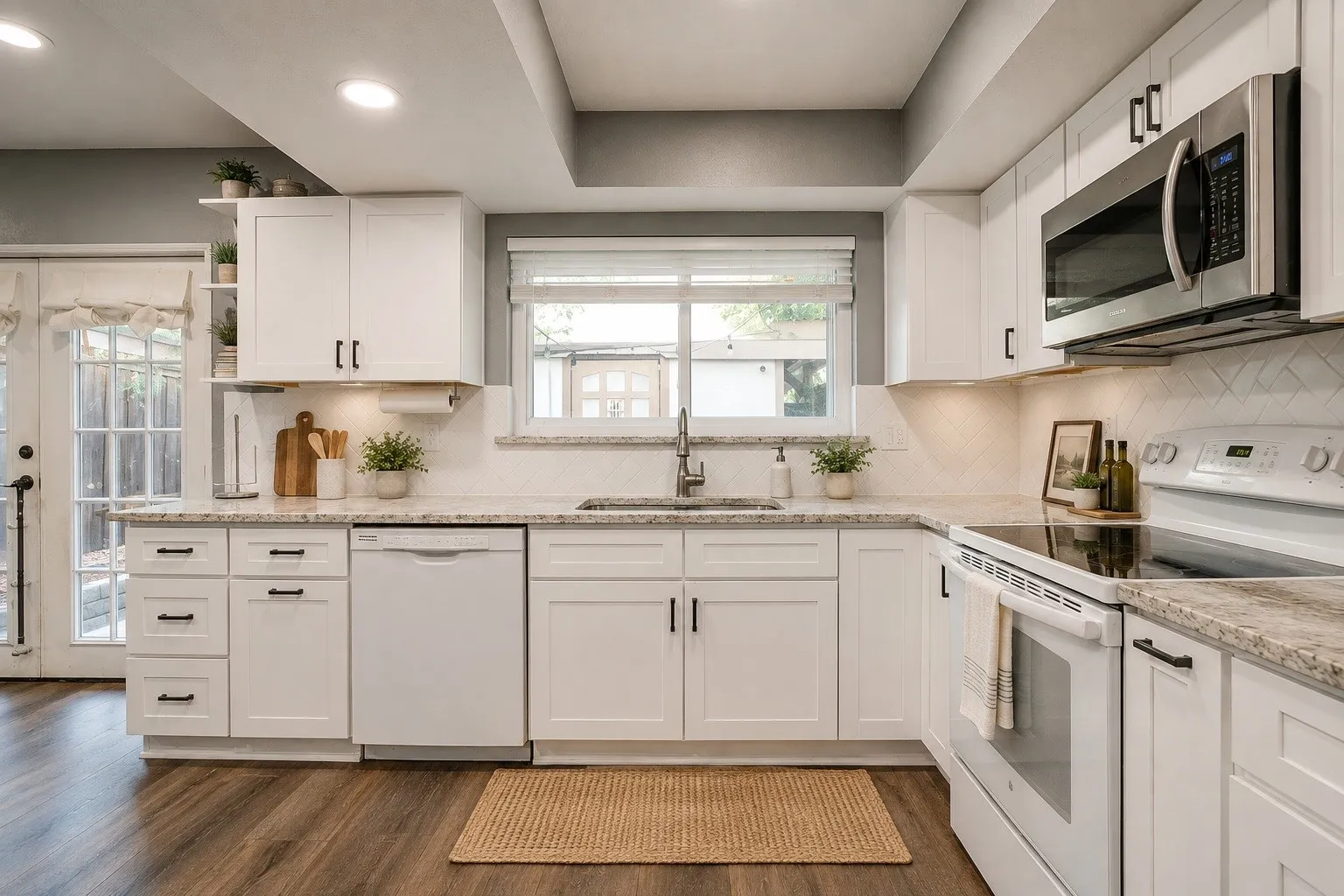 White shaker style cabinetry - Virtually staged with AI