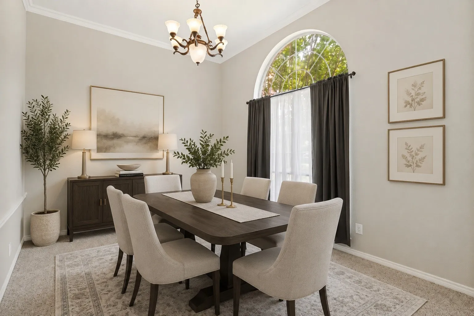 Virtually staged dining room.
