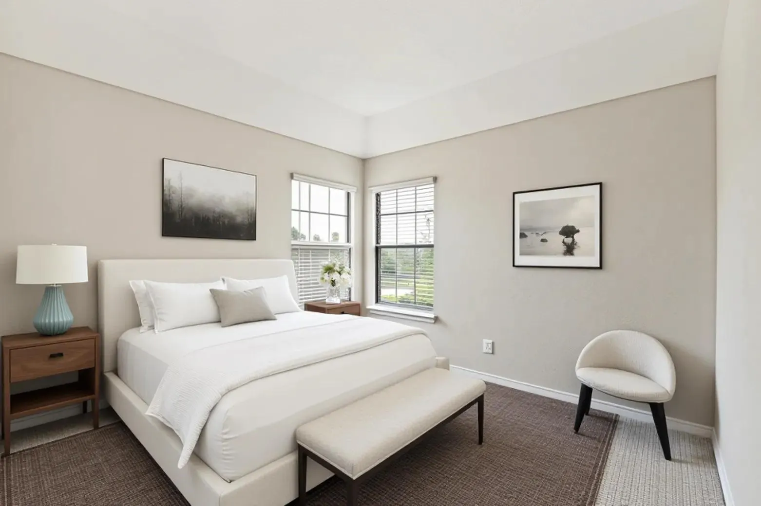 Bedroom 2 upstairs, virtually staged.