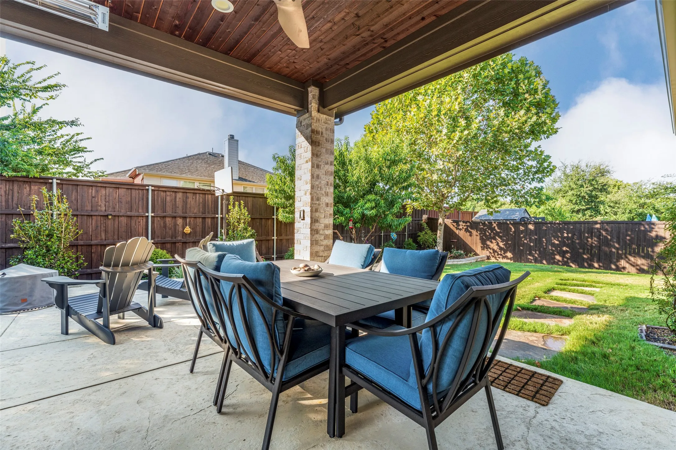 Eat outside in the fall and spring with family.