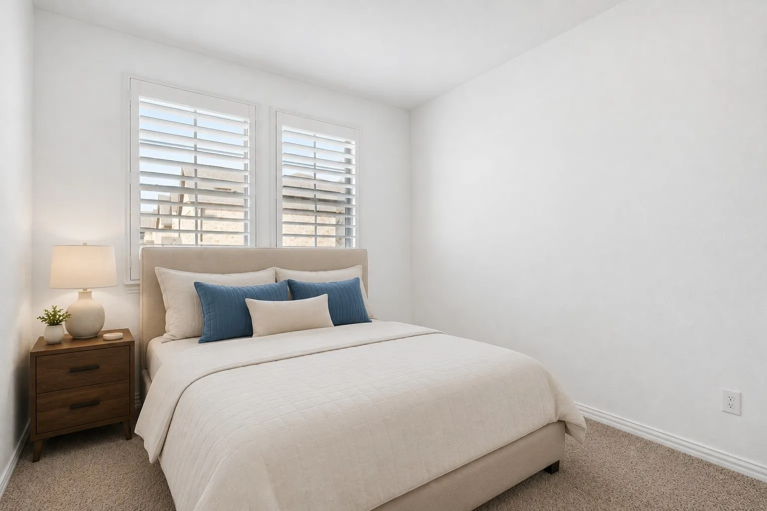 Third Bedroom with Soaring Ceilings, Plantation Shutters, and Walk-in Closet