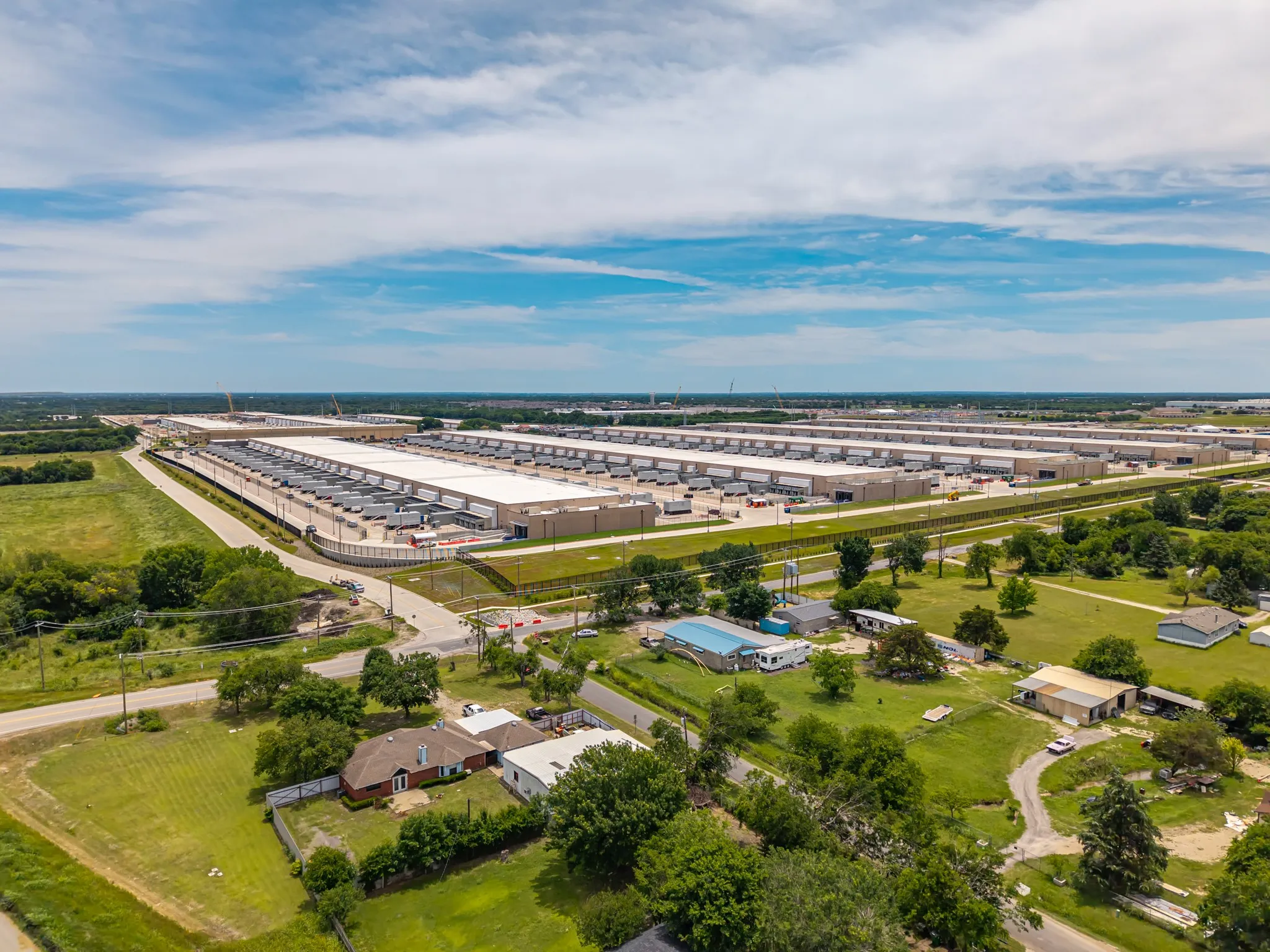 Extensive commercial buildings with large loading docks