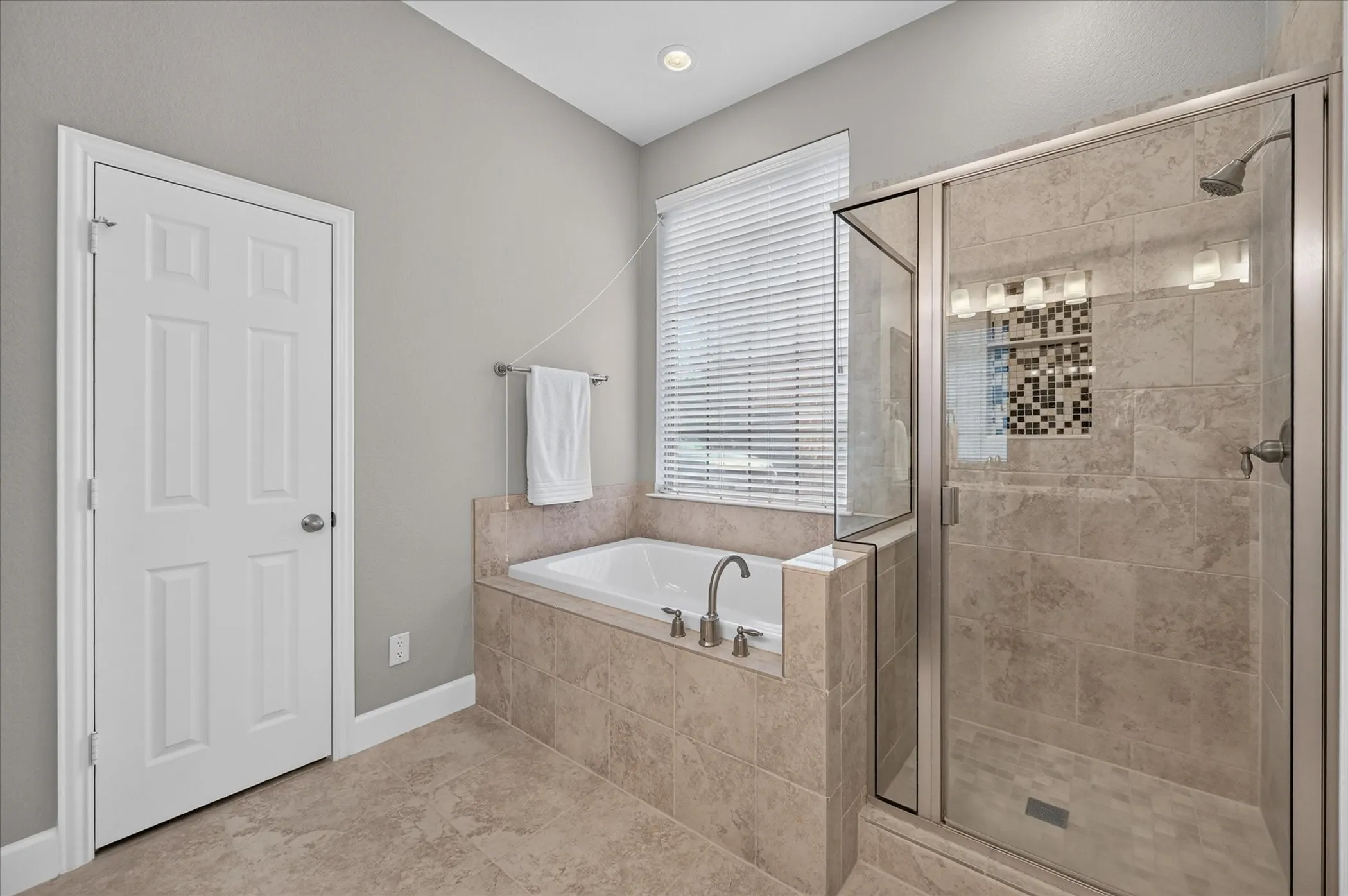 A large soaking tub is perfect for ending your day
