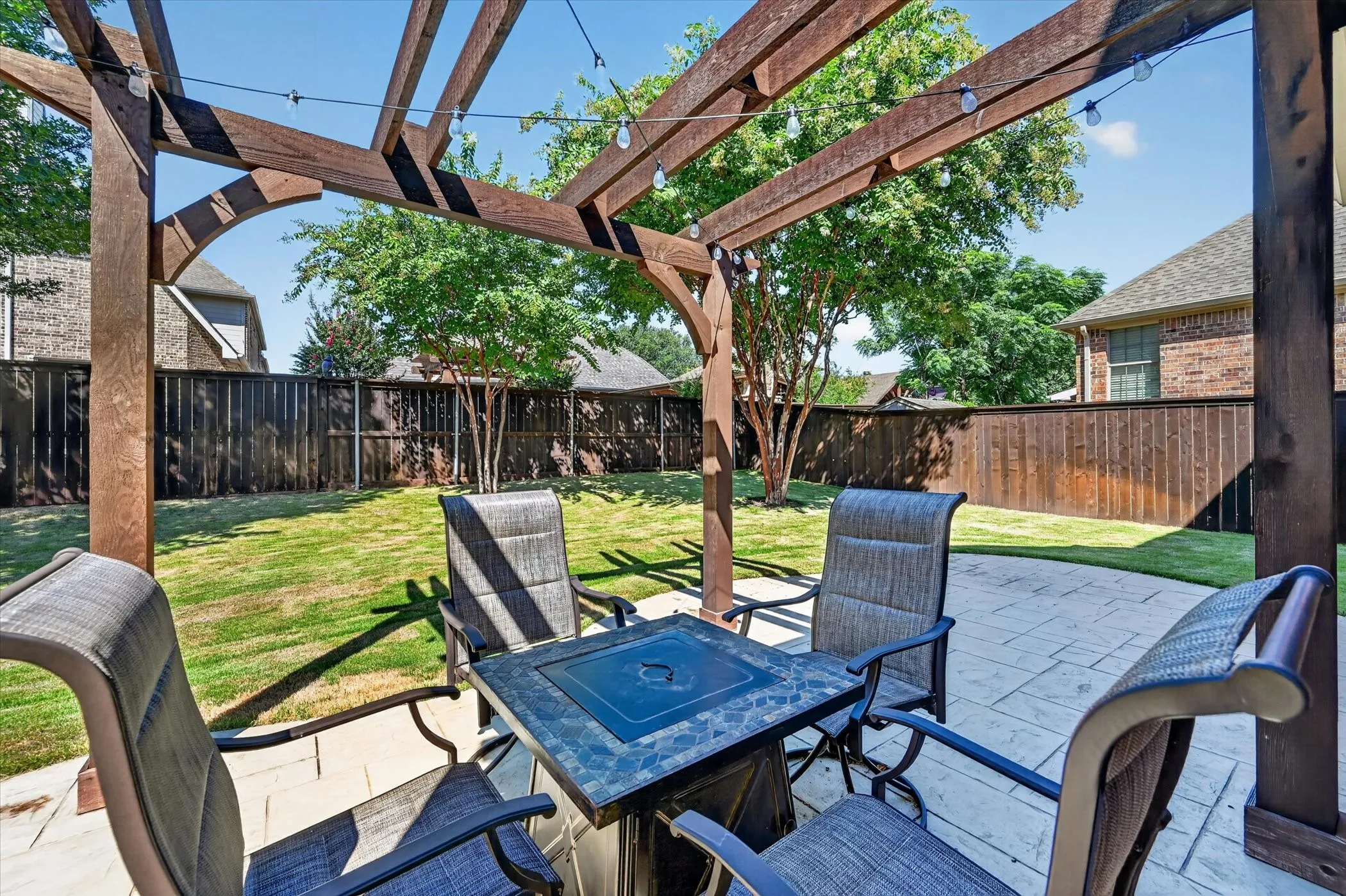 The outdoor sitting area on the expanded patio is great for entertaining