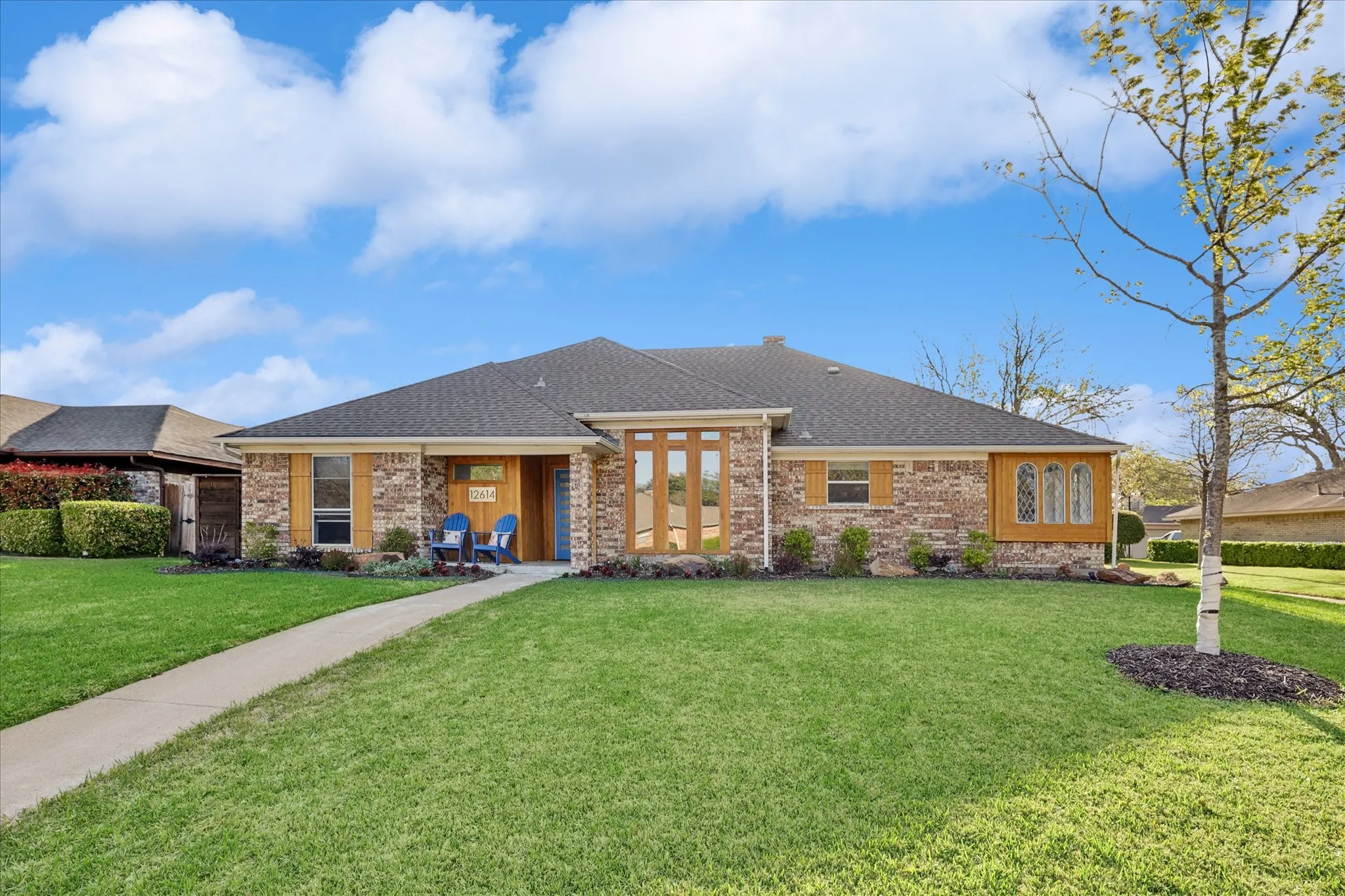 Brick exterior with wood accents