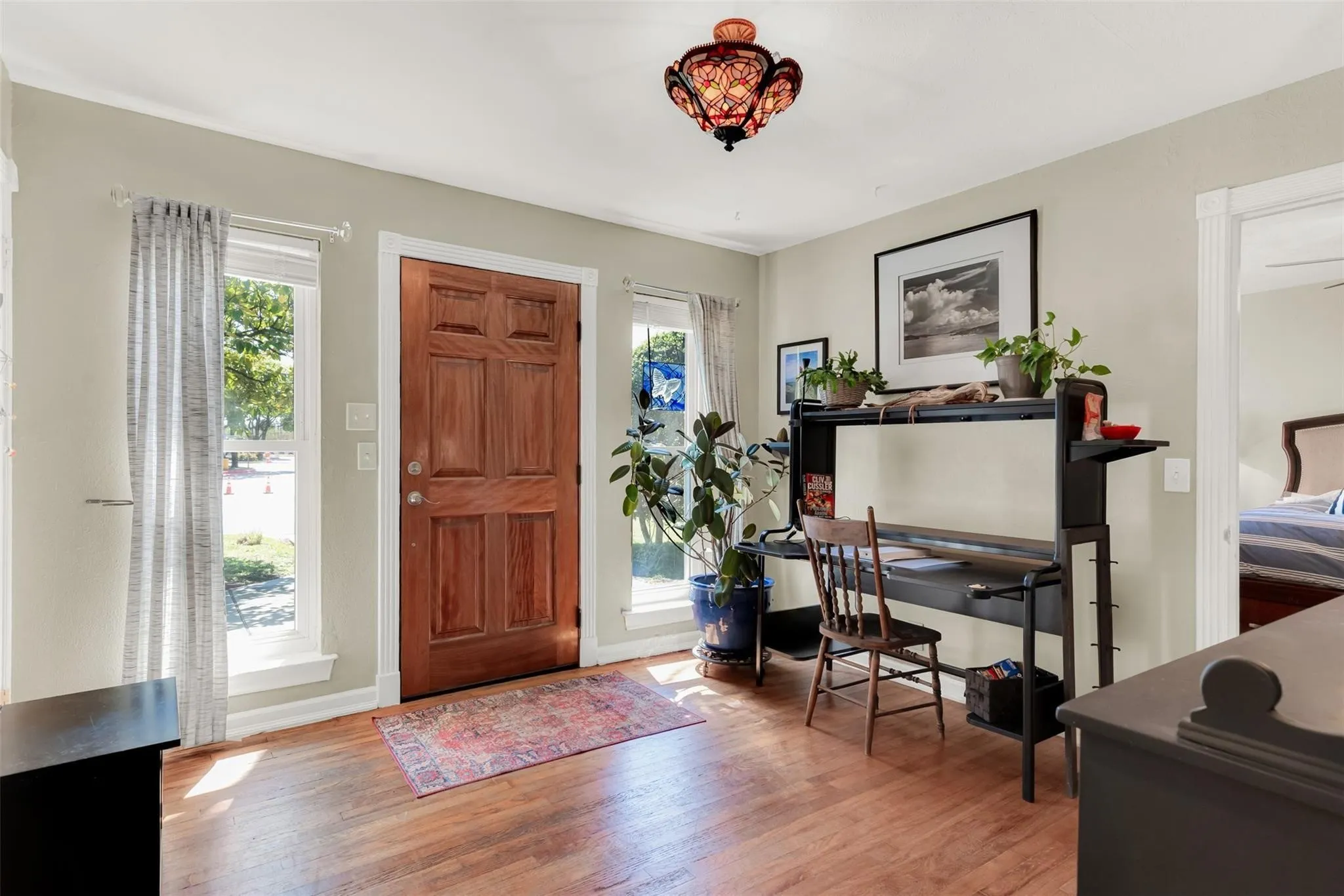 Wood-finish flooring throughout
