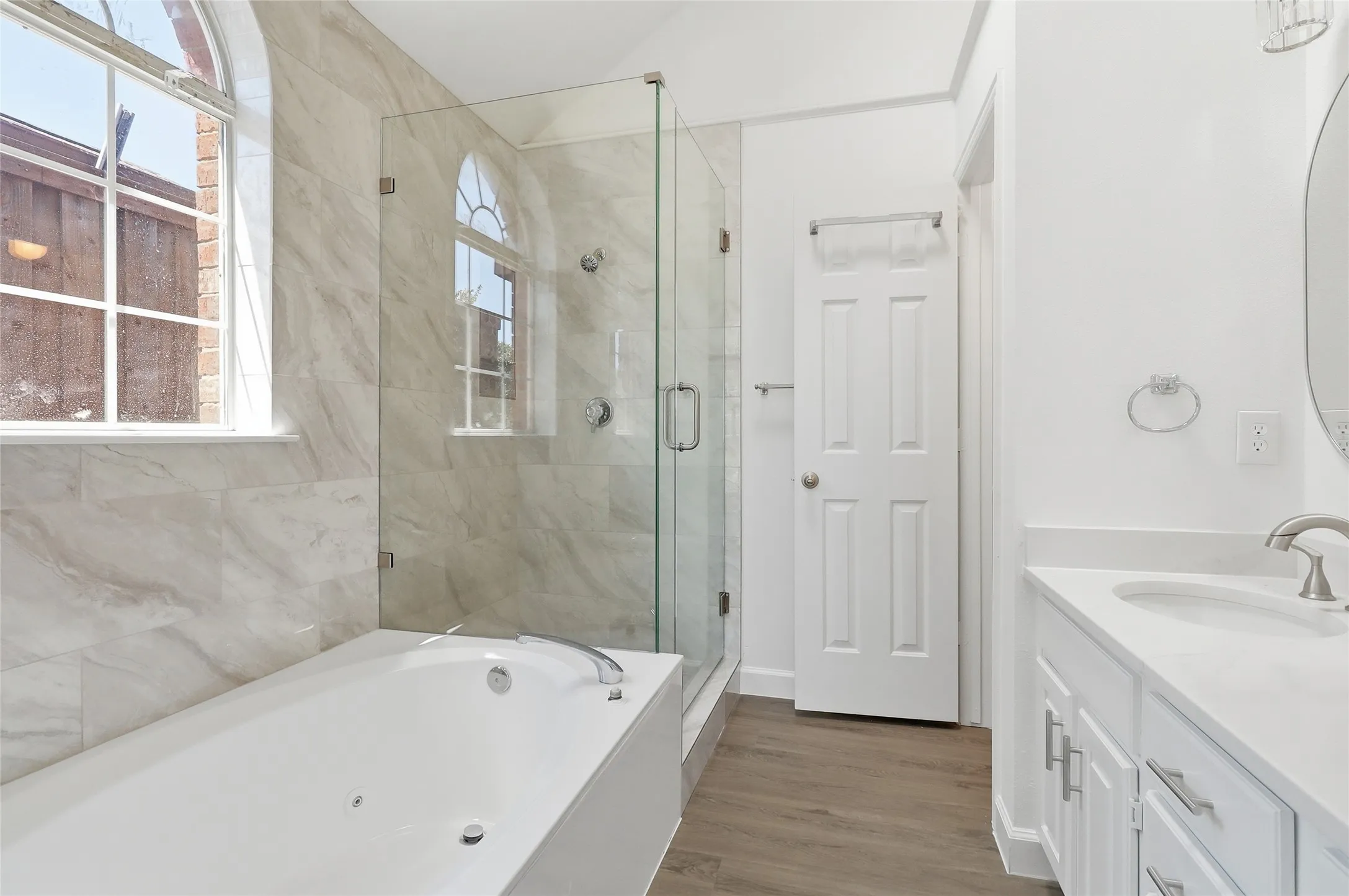 Separate tub and shower