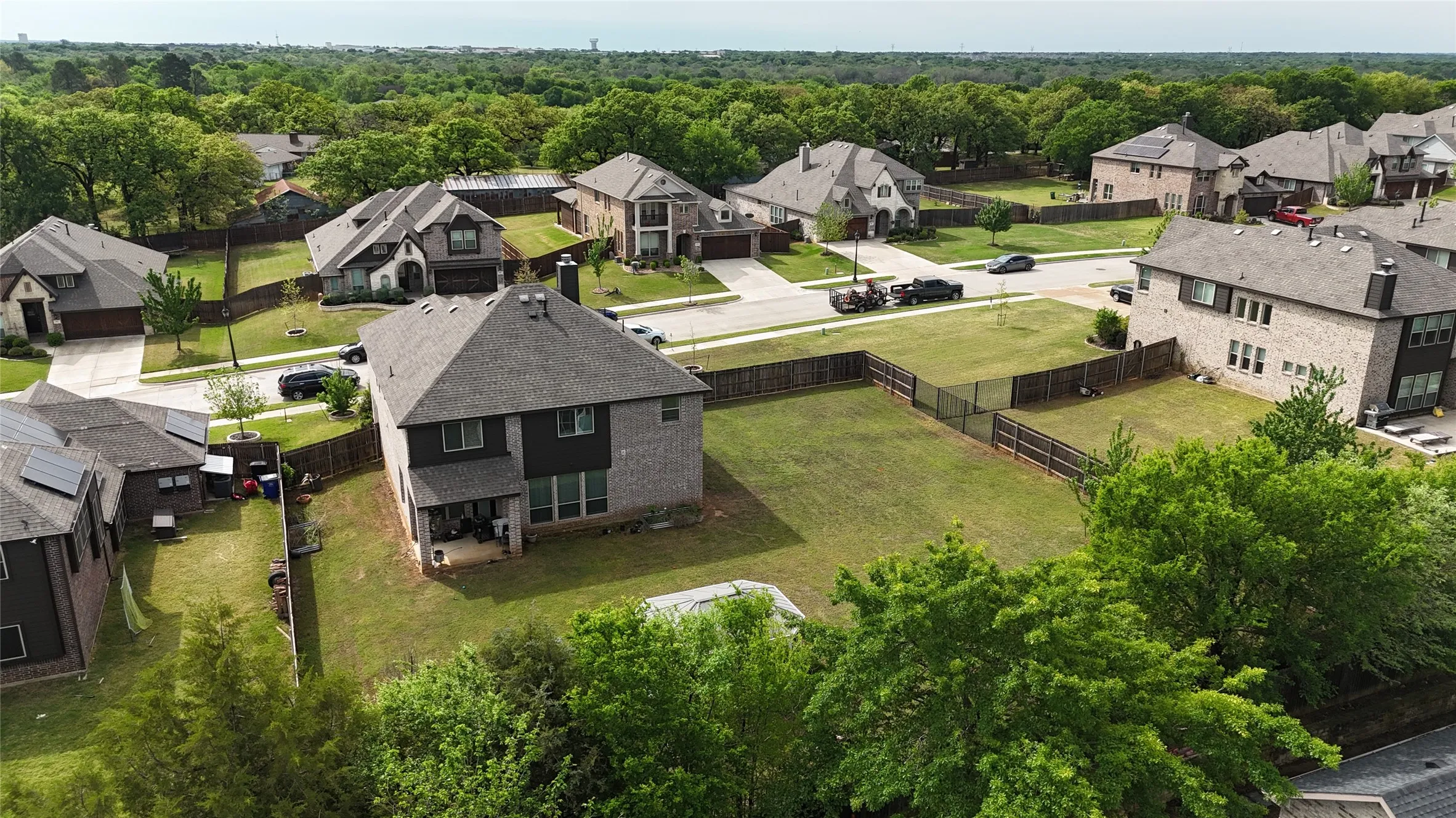 Aerial perspective of suburban area
