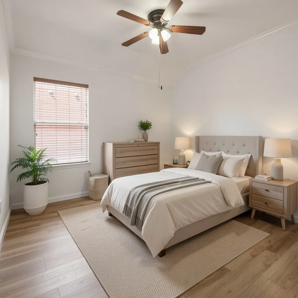 Bedroom #3 with luxury vinyl plank, window coverings and fresh paint at 10232 Ash Creek Lane by Seth Fowler of Williams Trew Real Estate