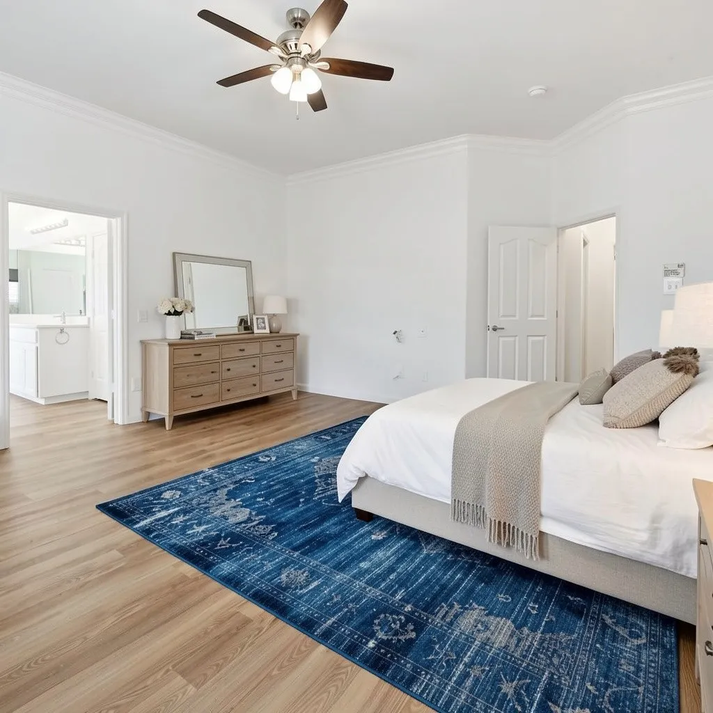 Lots of natural light along with freshly painted walls and new luxury vinyl plank flooring in master bedroom of 10232 Ash Creek Lane listed by Seth Fowler of Williams Trew Real Estate