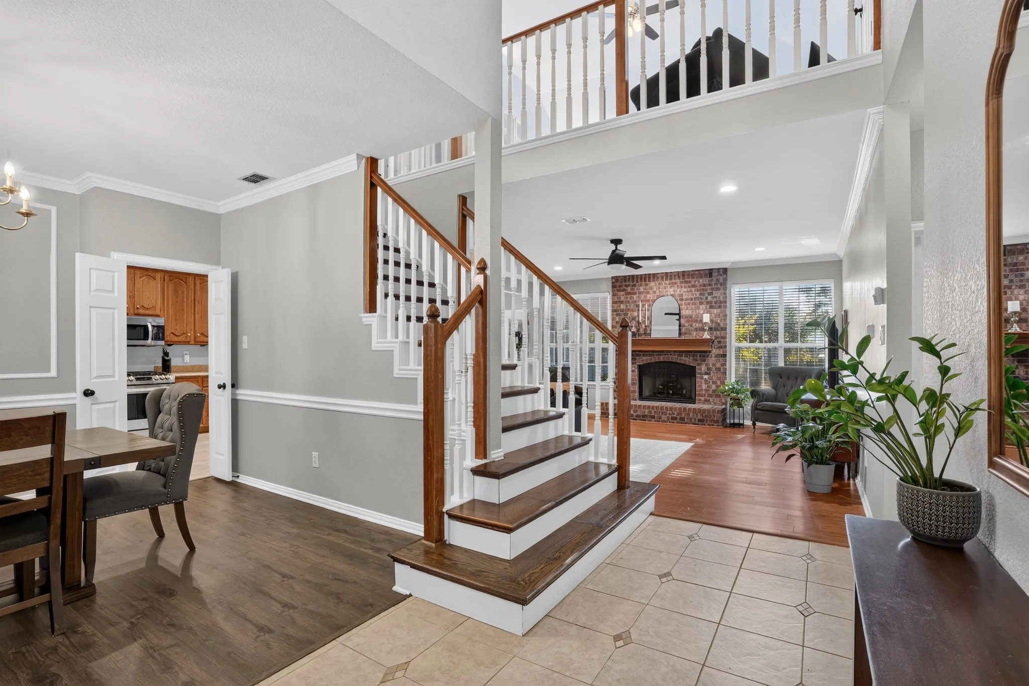 Beautiful soaring ceiling entry foyer.