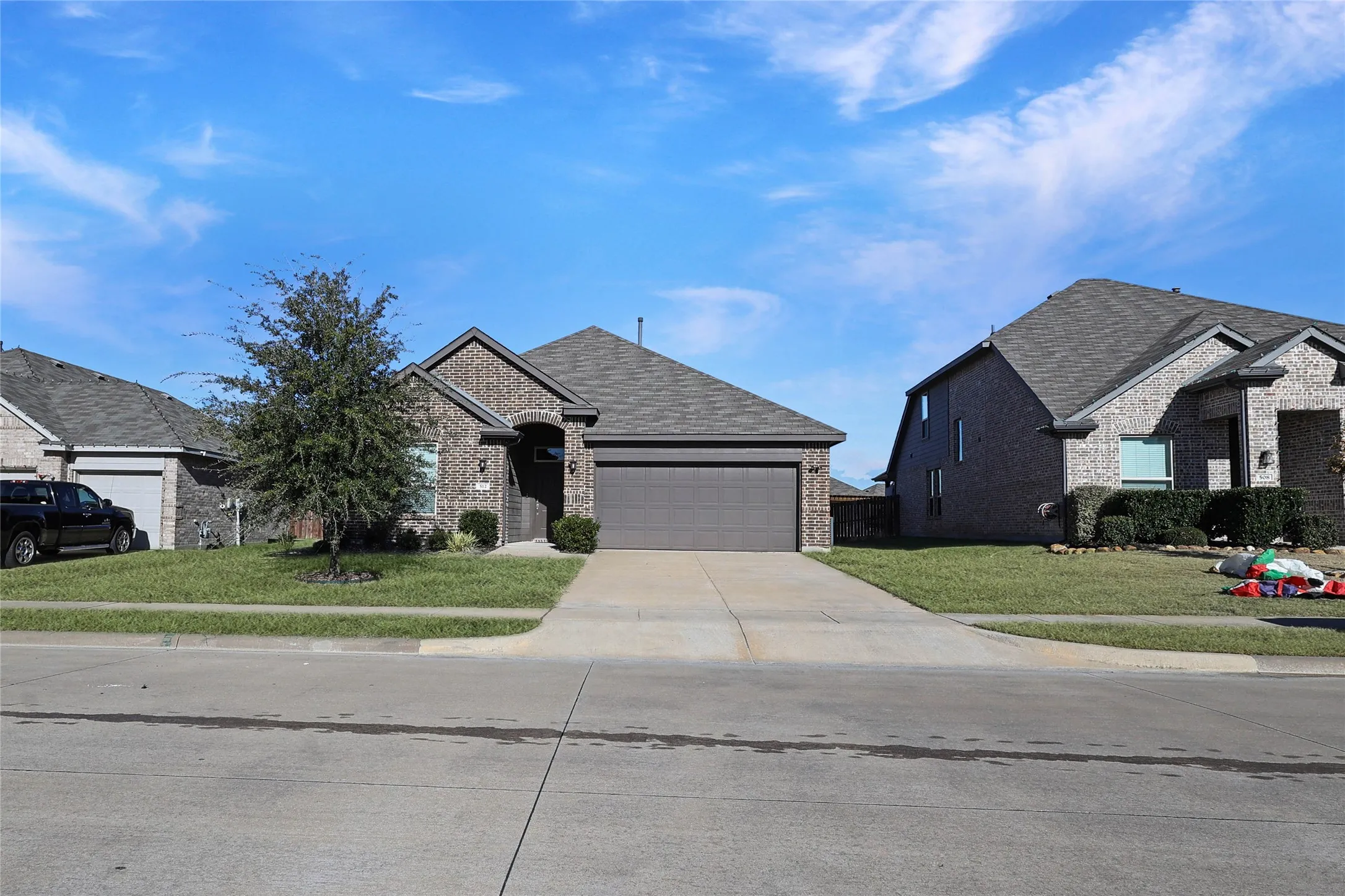 Brick exterior with a gabled roof