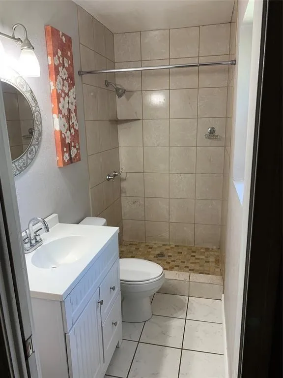 White vanity with integrated sink